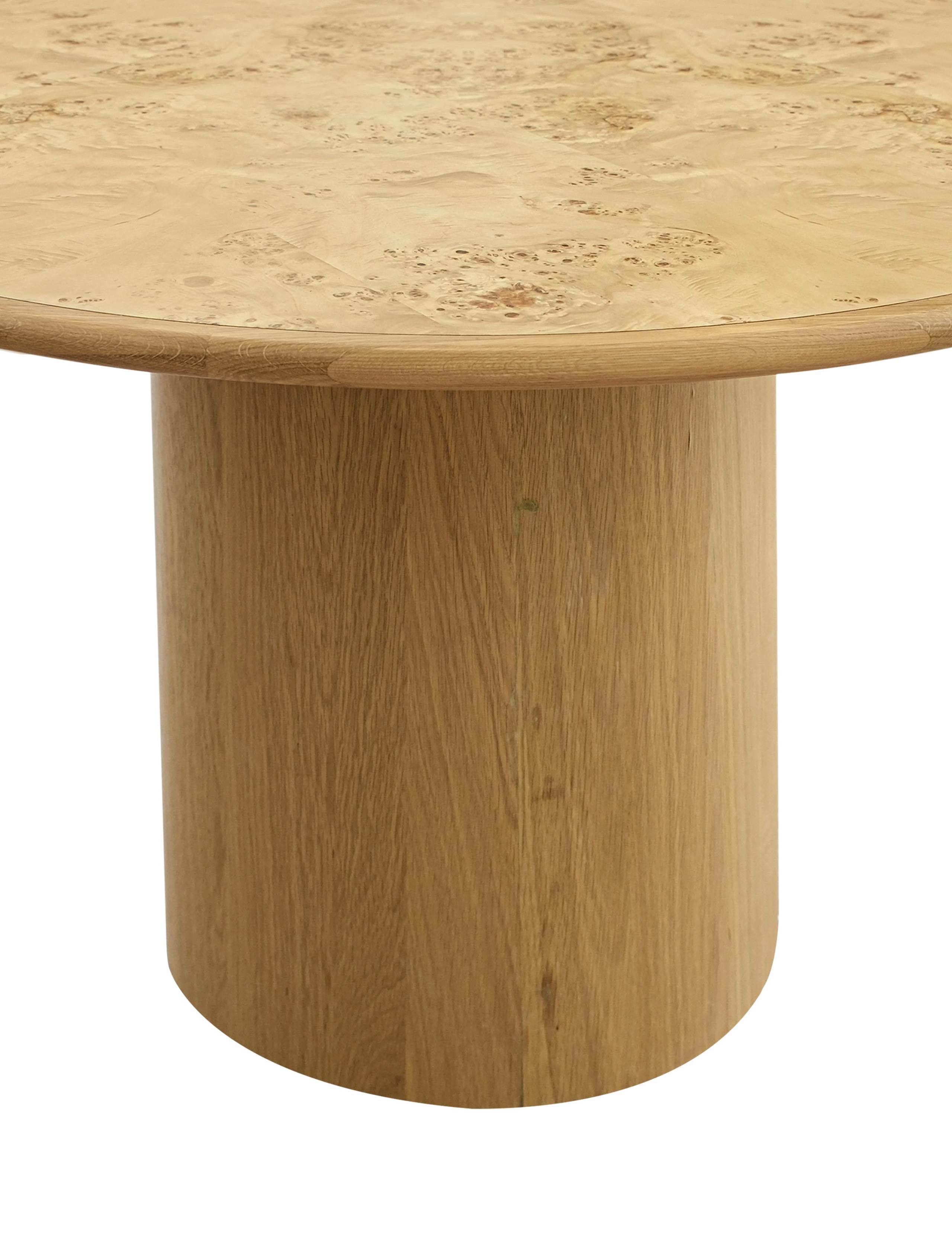 Lucca Burl Walnut Round Dining Table 4 of 7
