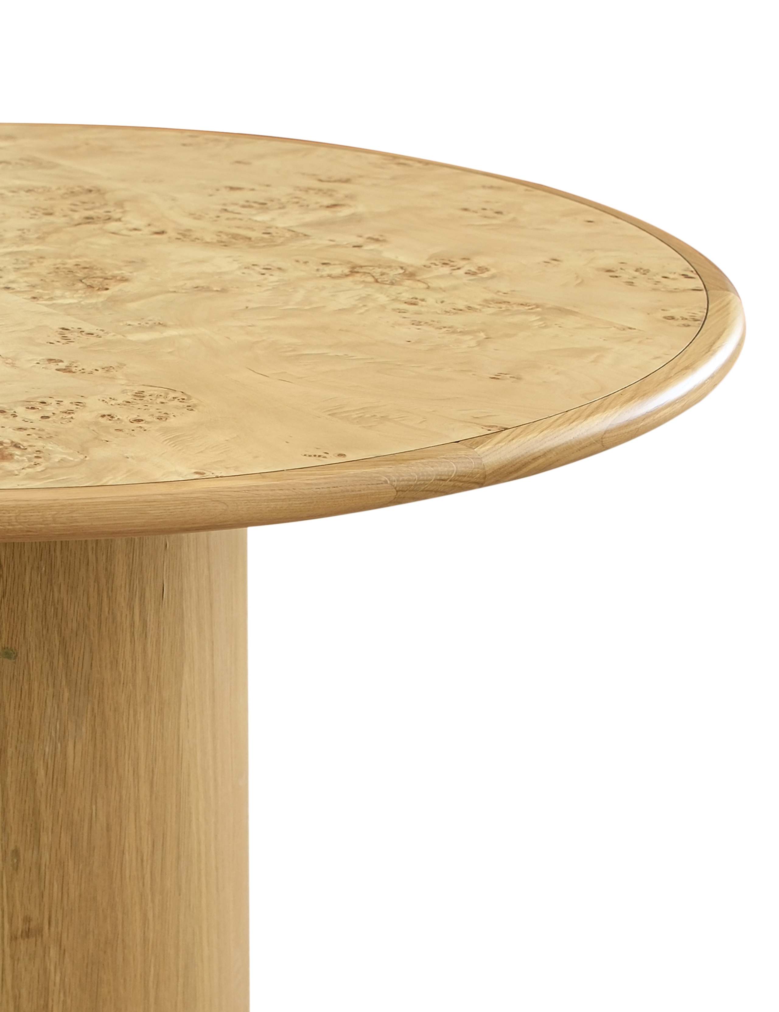 Lucca Burl Walnut Round Dining Table 5 of 7