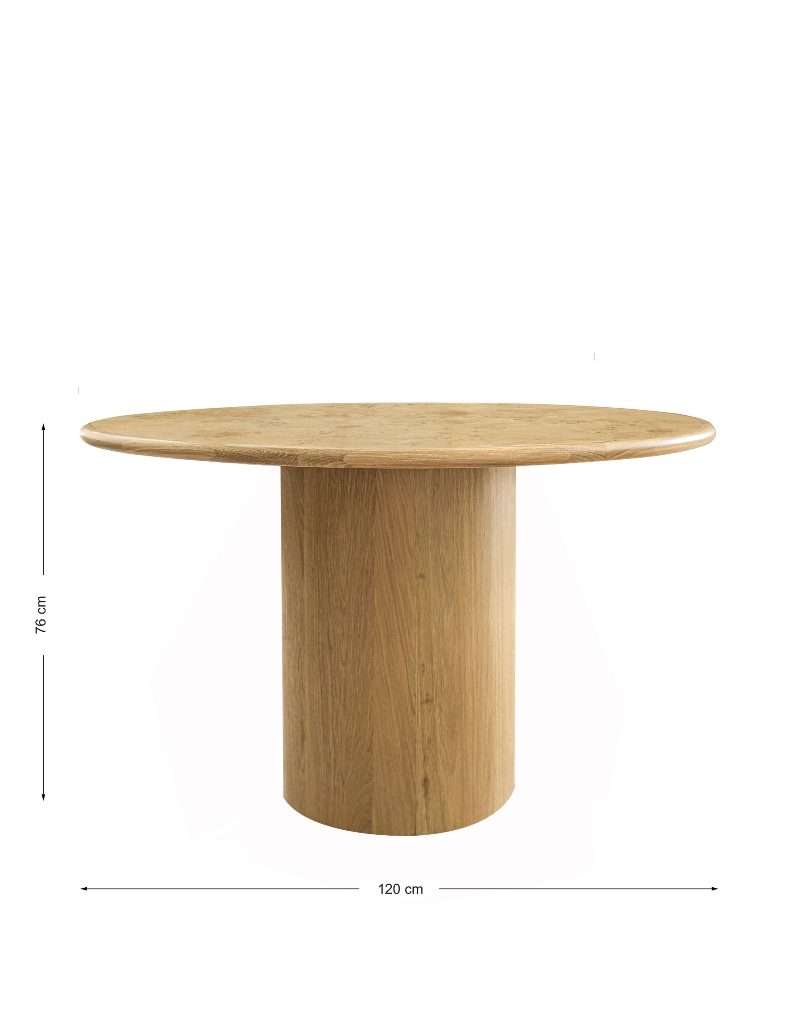 Lucca Burl Walnut Round Dining Table 7 of 7