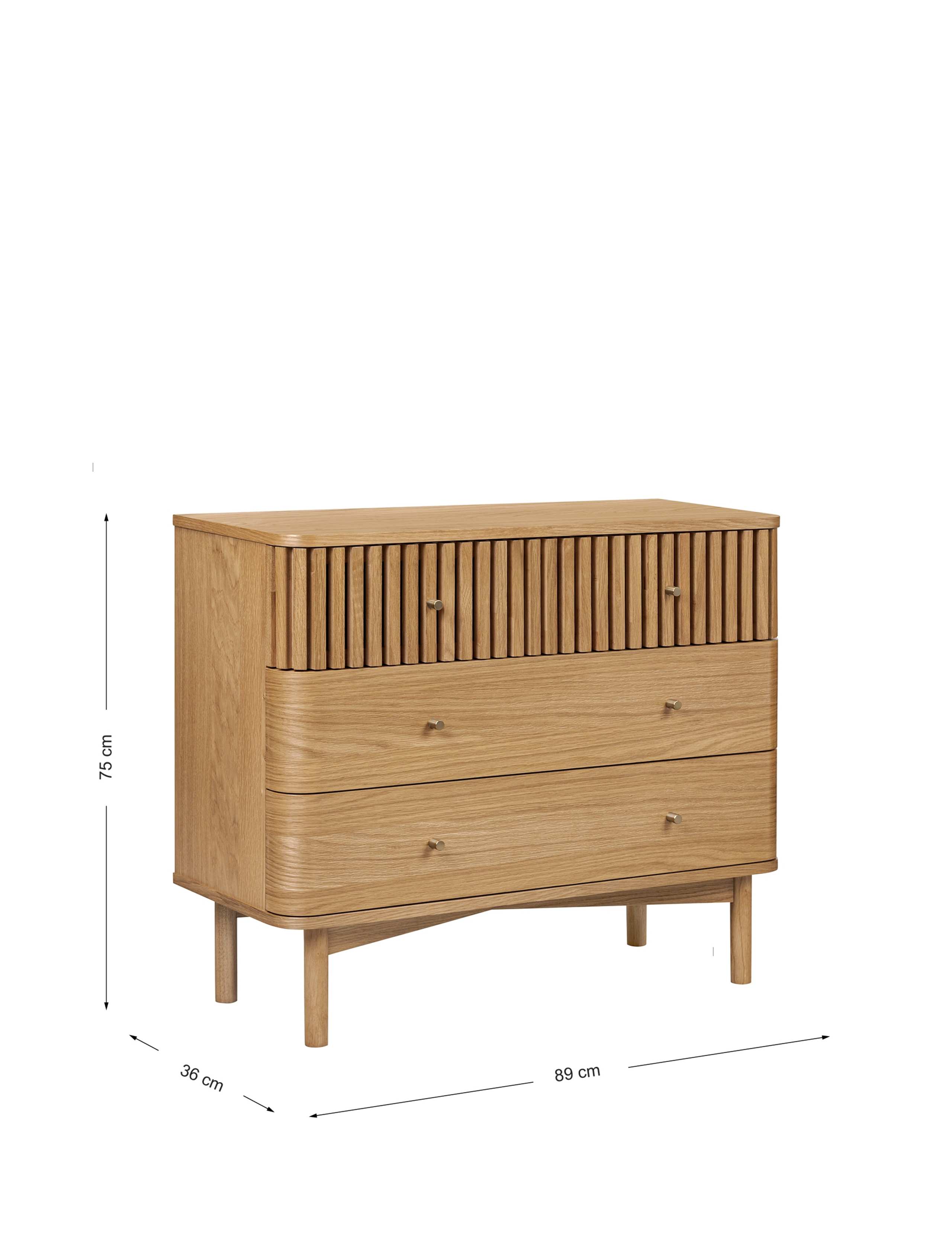 Soho Oak Veneer 3 Drawer Chest 10 of 10