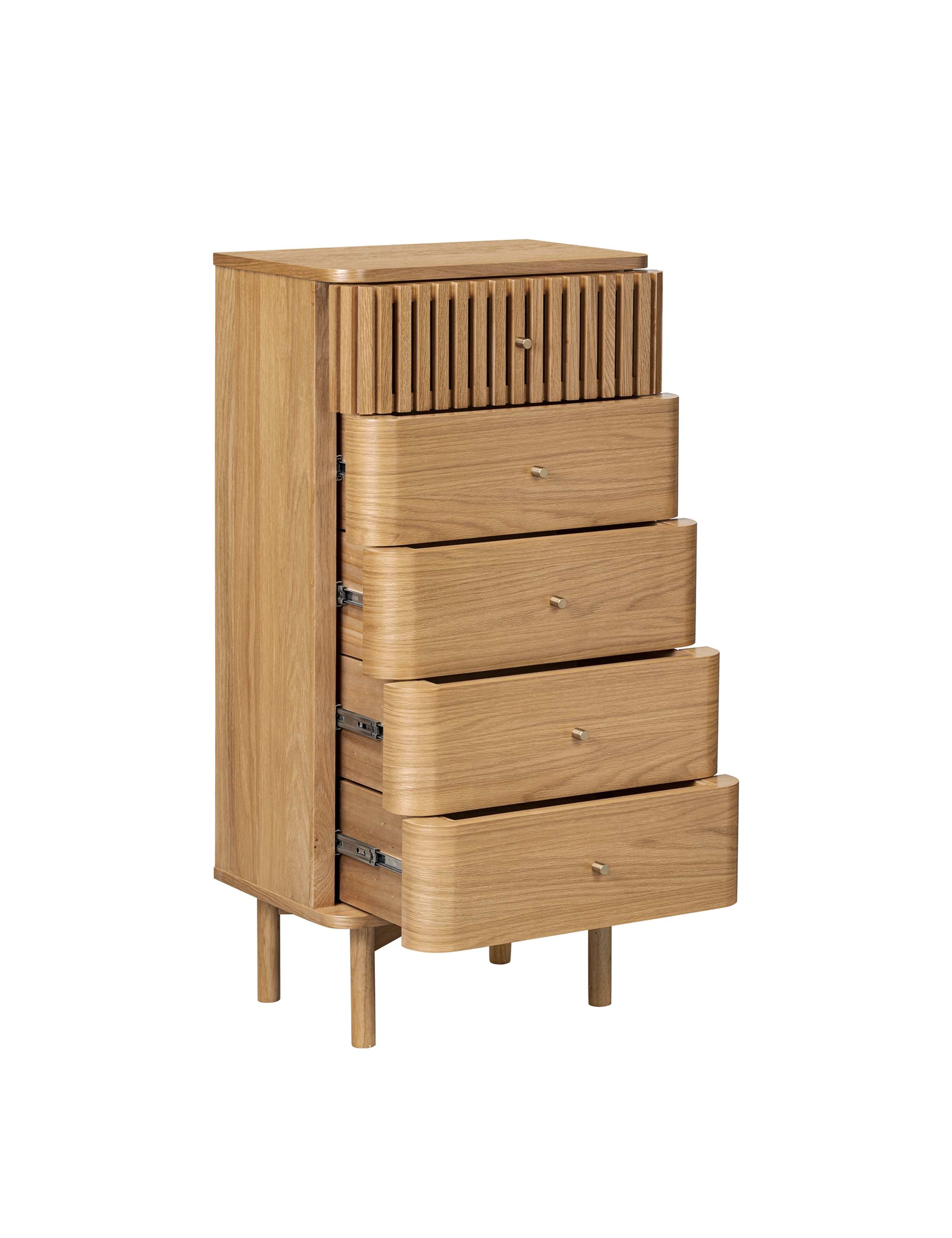 Soho Medium Oak Veneer Tallboy 8 of 11