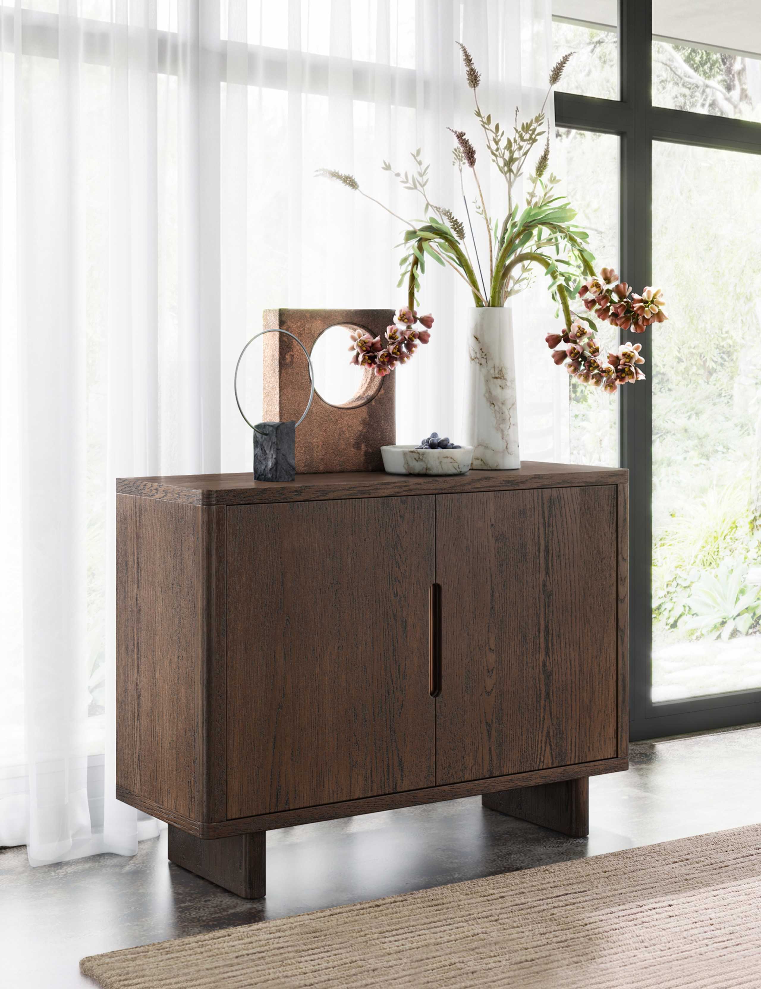 California Oak Walnut Finish Small Sideboard 1 of 8
