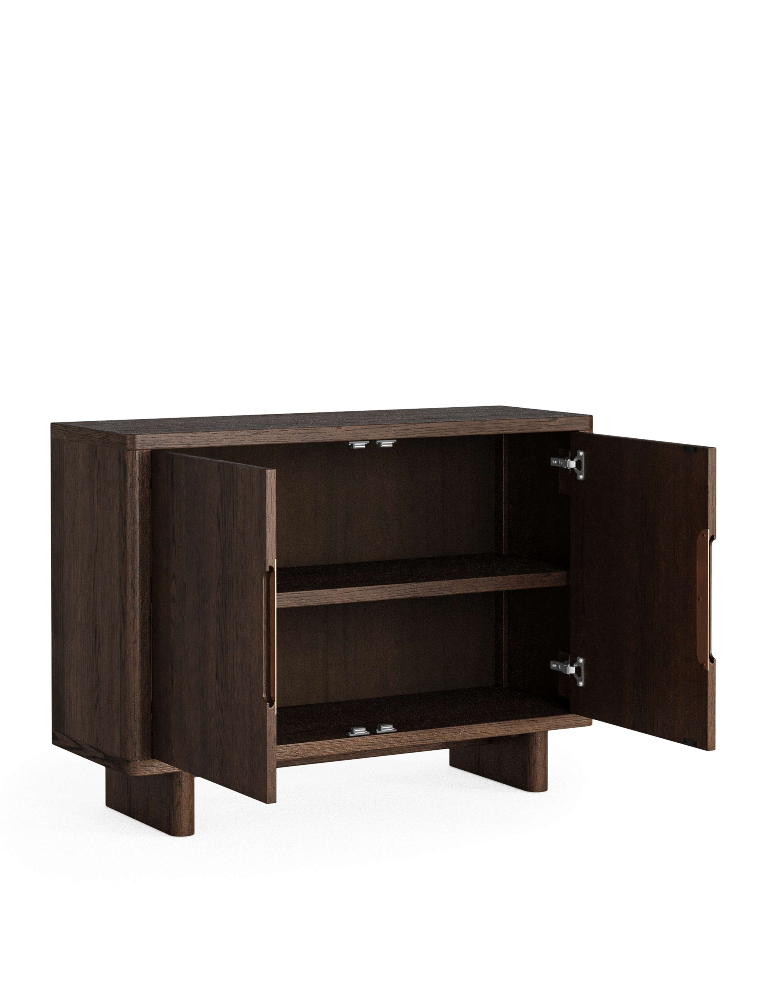 California Oak Walnut Finish Small Sideboard 5 of 8