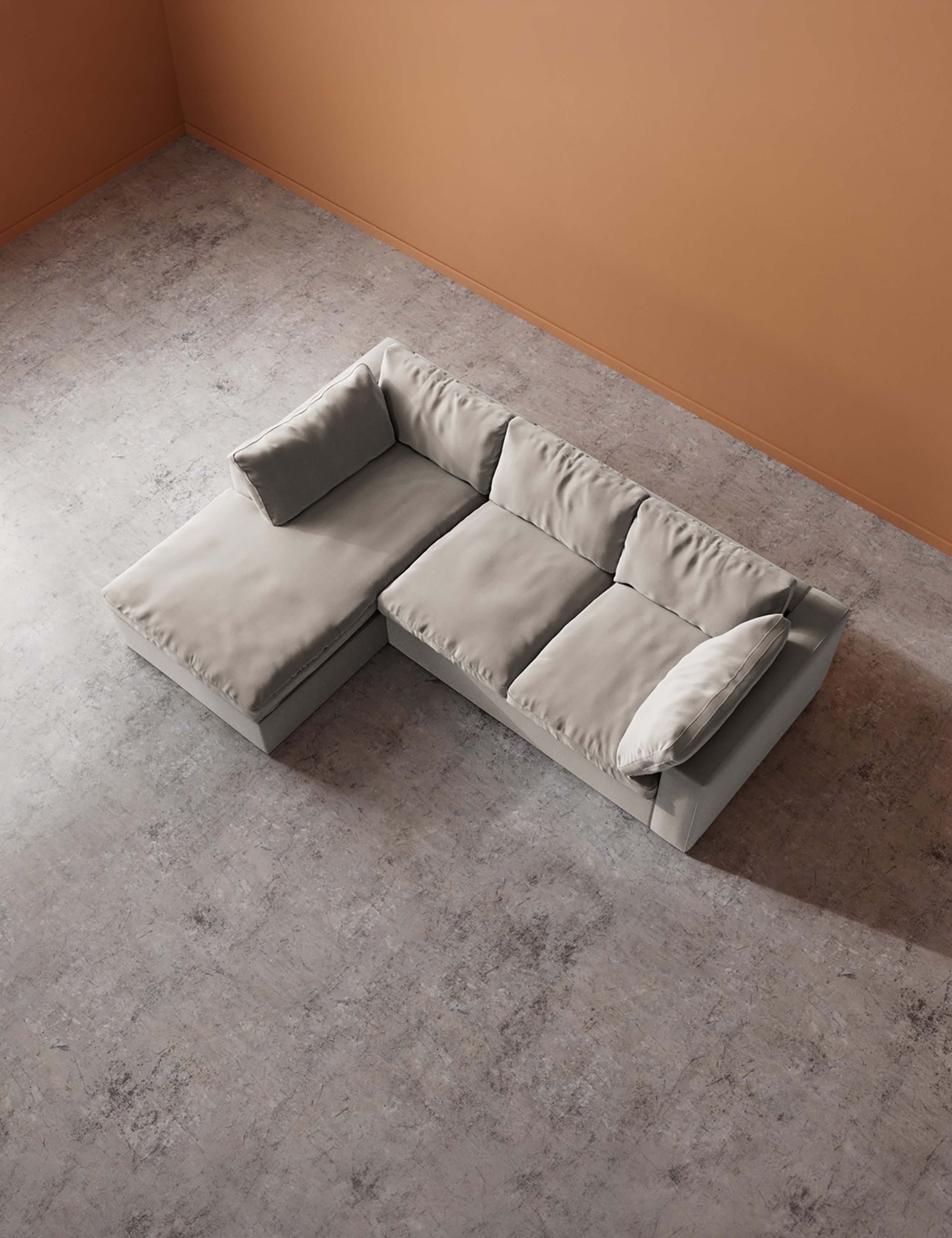 Crushed Velvet Left Hand Chaise Sofa 4 of 6