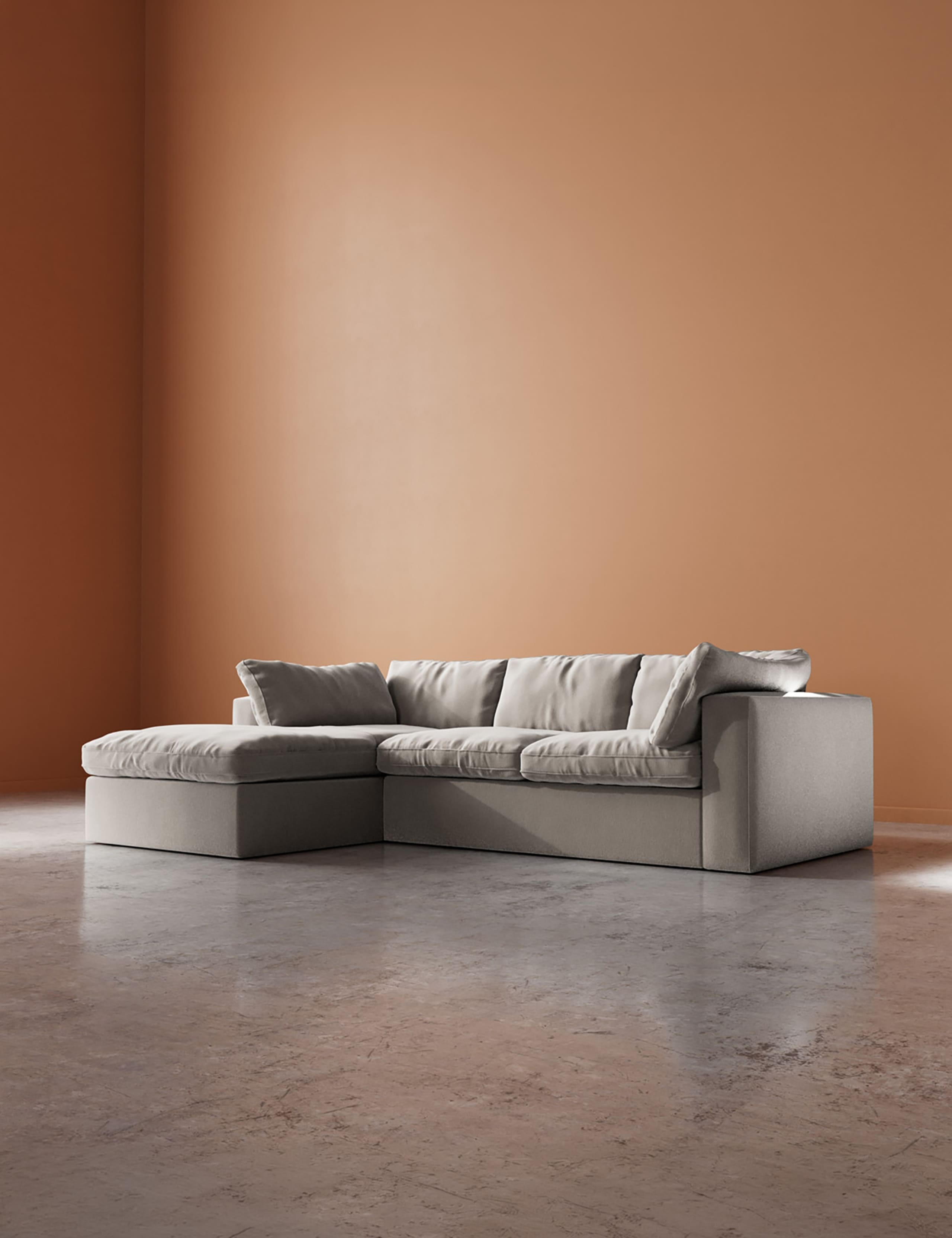 Crushed Velvet Left Hand Chaise Sofa 5 of 6