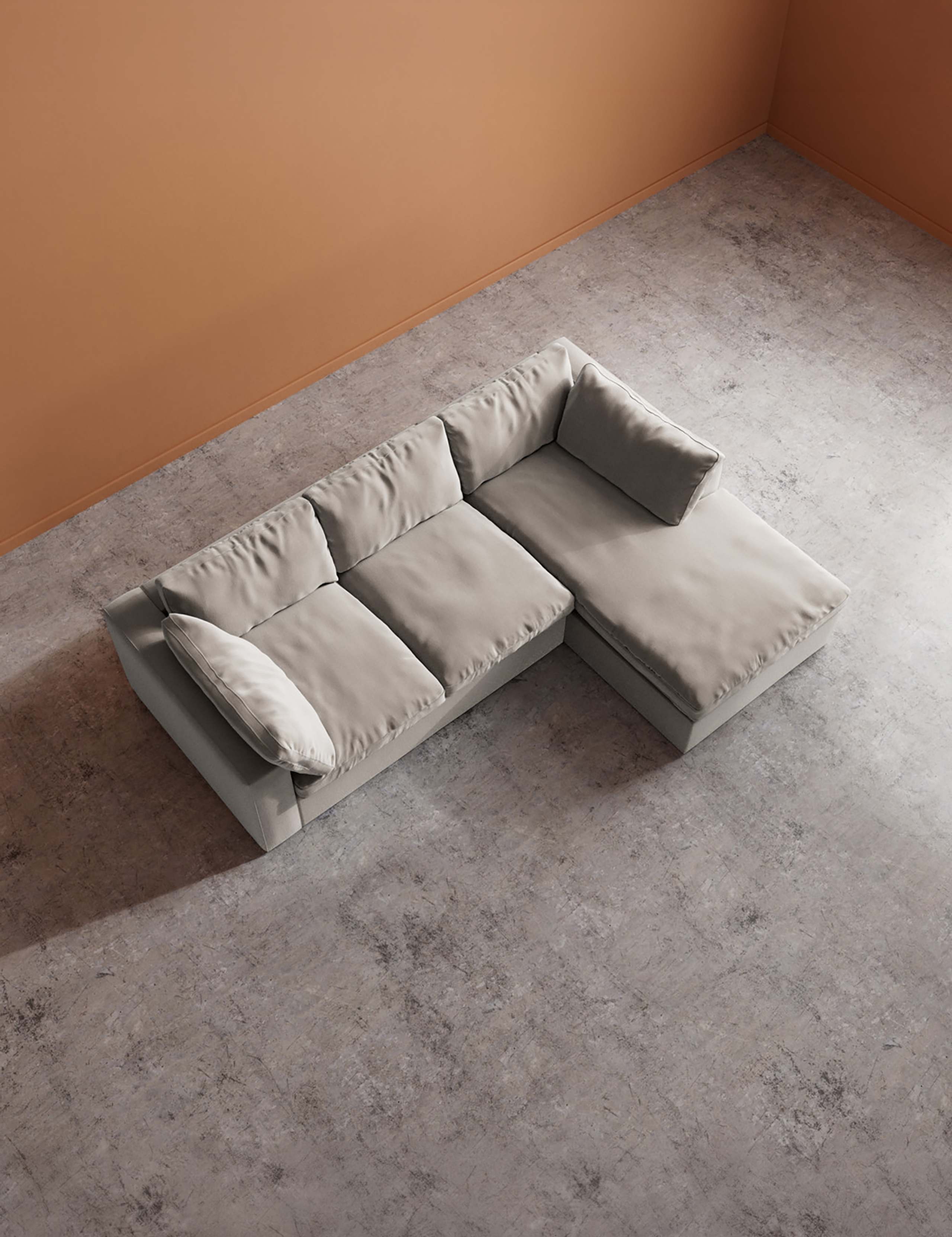 Crushed Velvet Right Hand Chaise Sofa 4 of 6