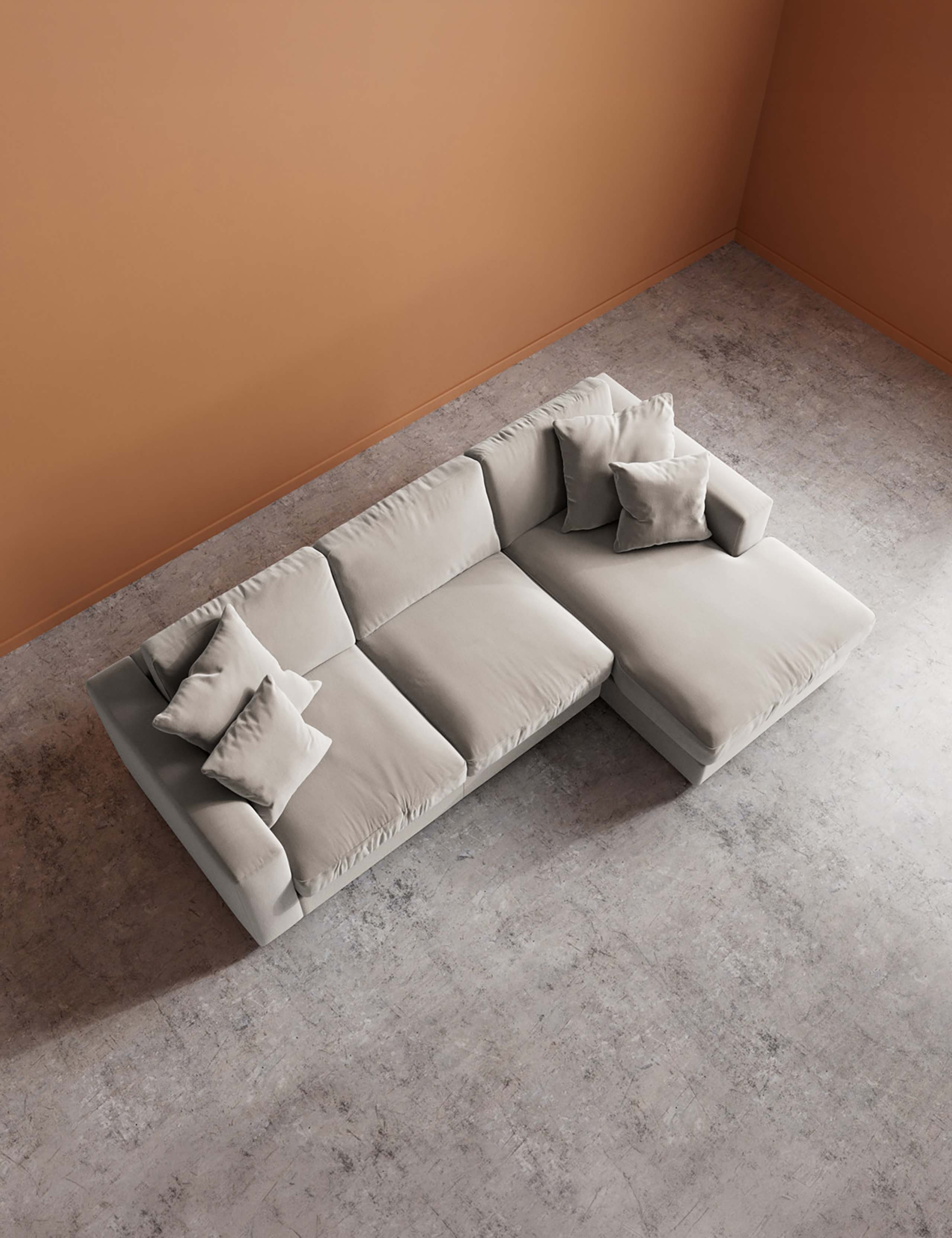 Crushed Velvet Right Corner Sofa 4 of 6