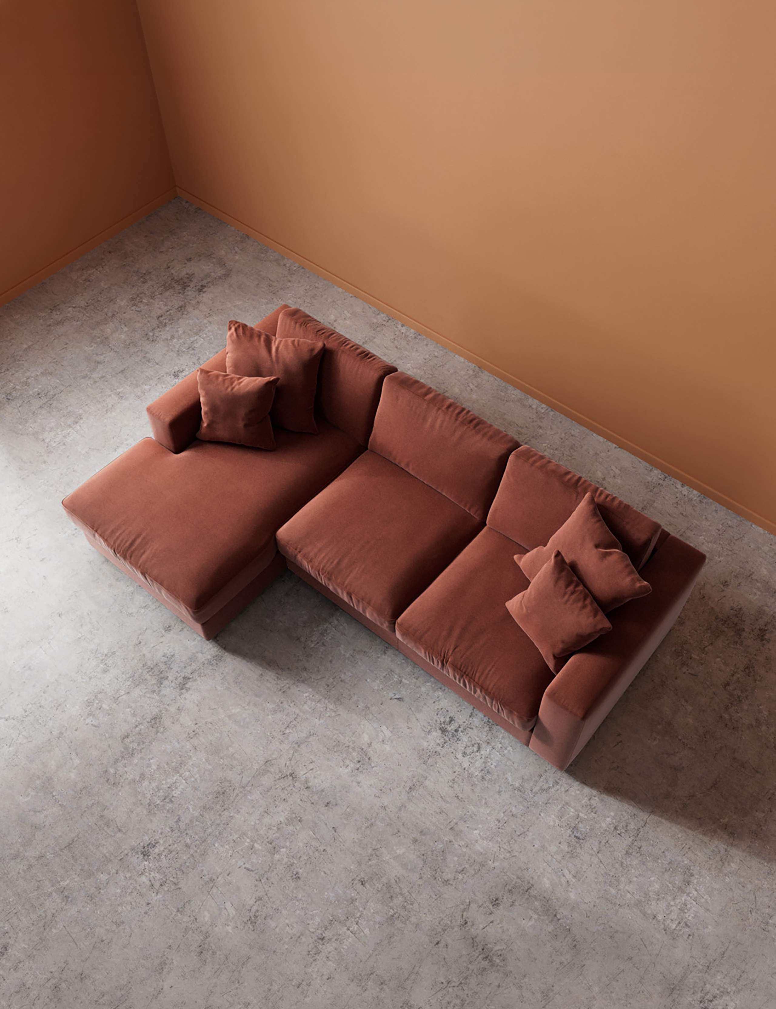 Easy Velvet Left Corner Sofa 4 of 5