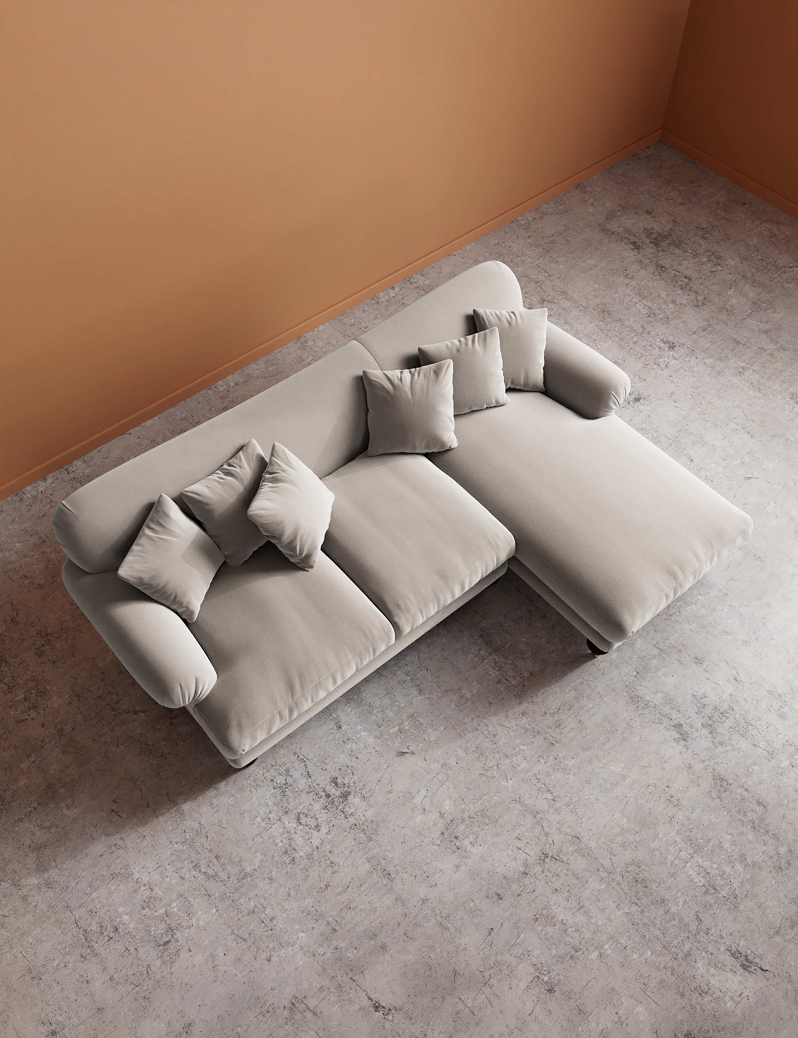 Willows Crushed Velvet Right Corner Sofa 4 of 5