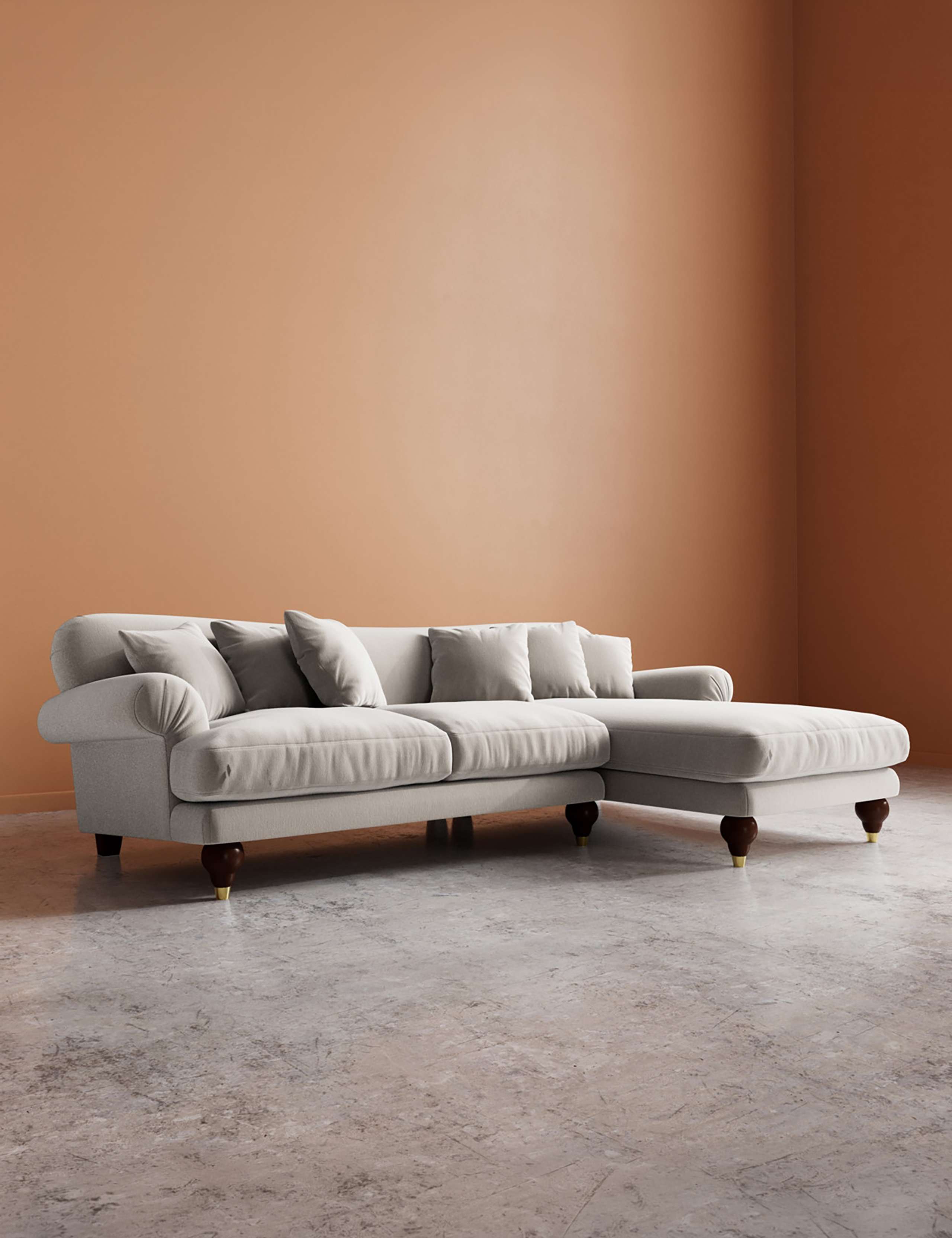 Willows Crushed Velvet Right Corner Sofa 5 of 5