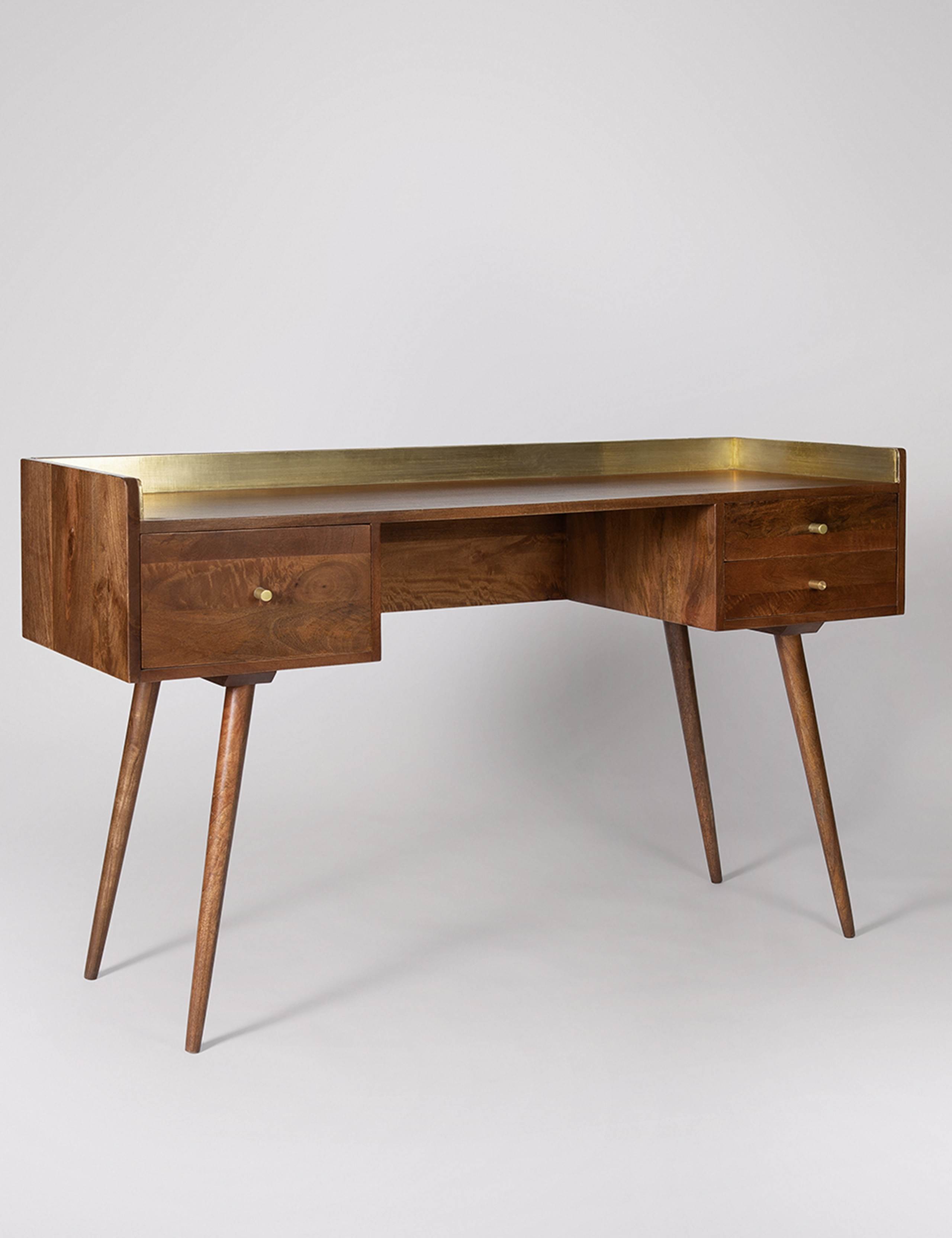 Fresco Mango Wood 3 Drawer Desk 2 of 5