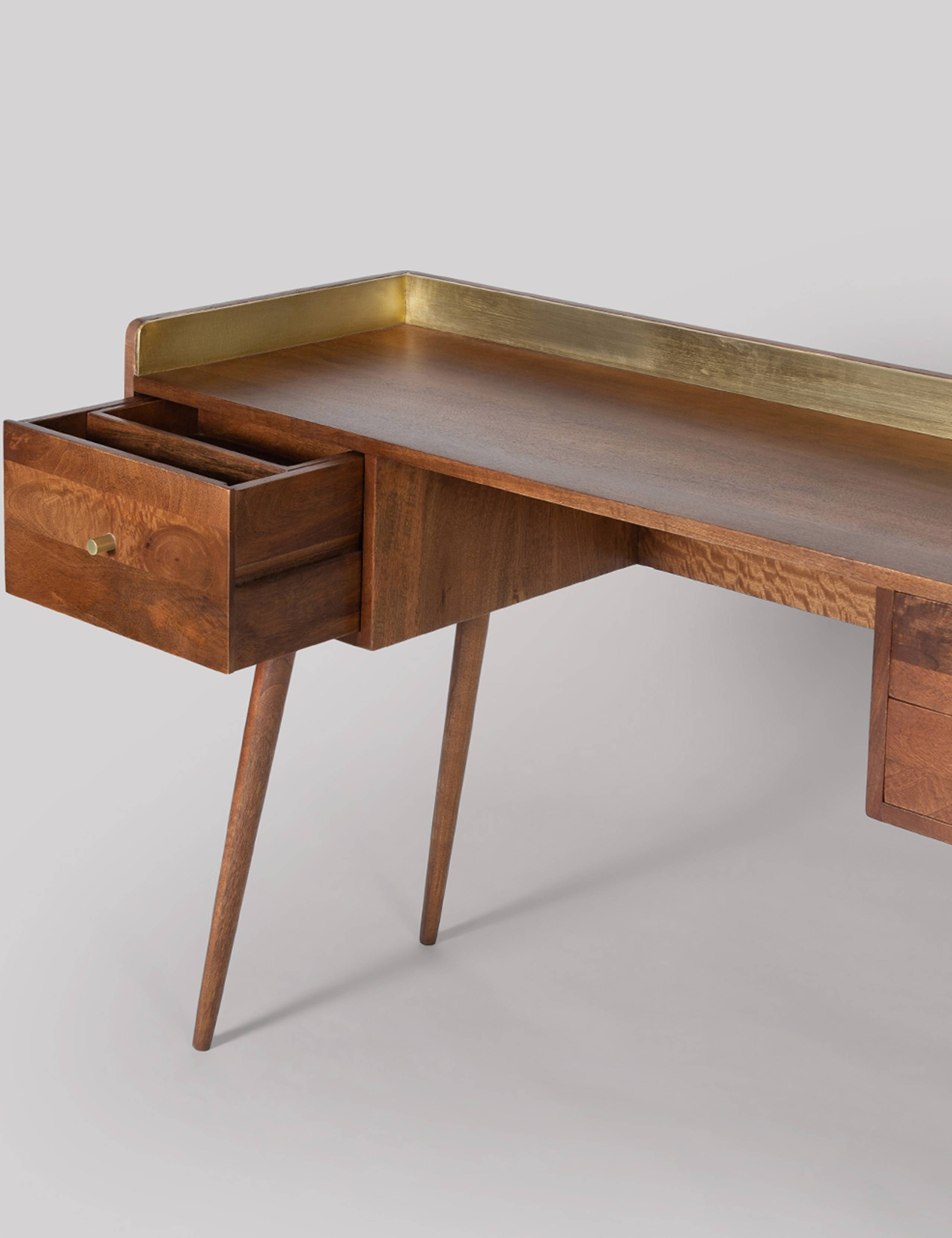 Fresco Mango Wood 3 Drawer Desk 3 of 5