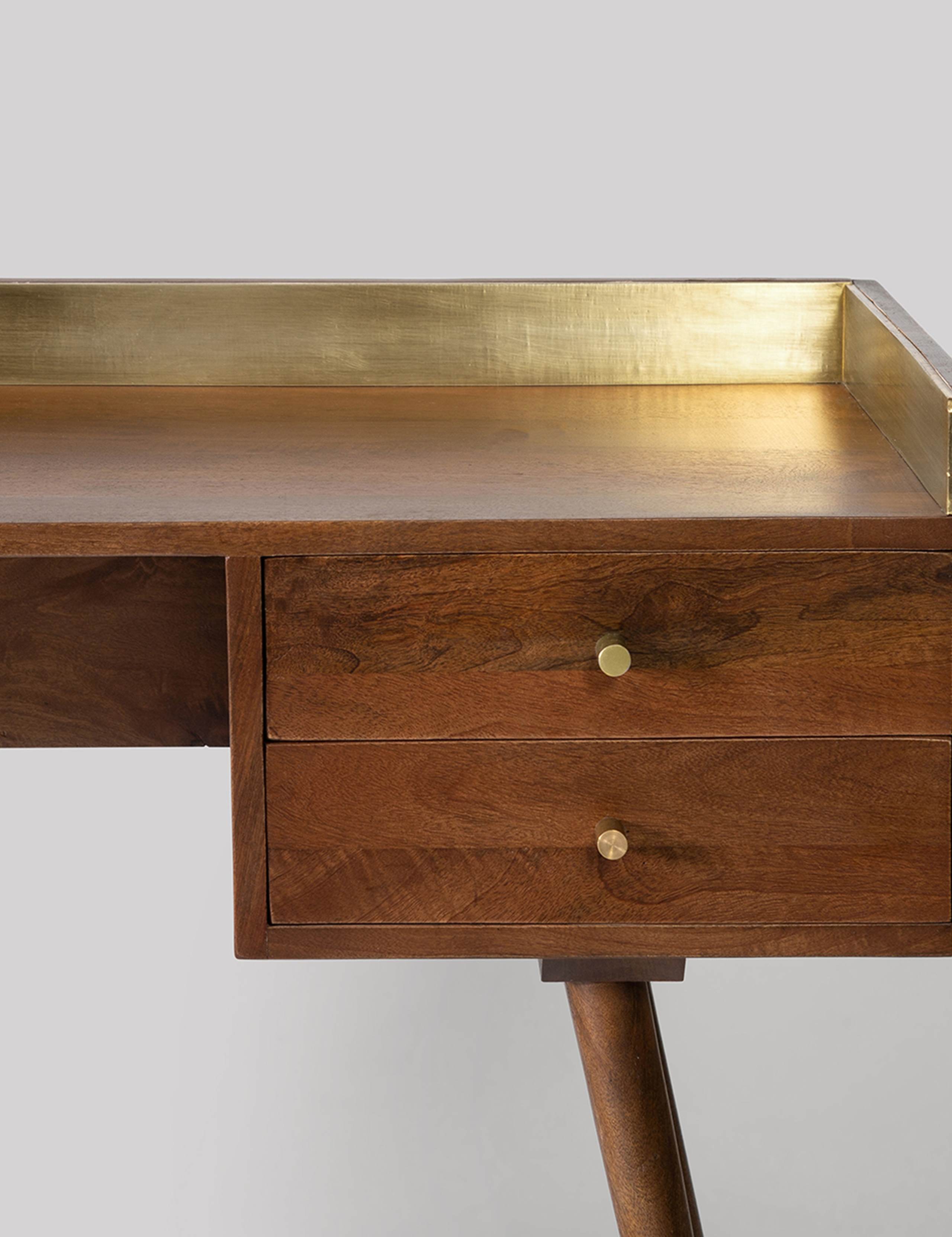 Fresco Mango Wood 3 Drawer Desk 4 of 5