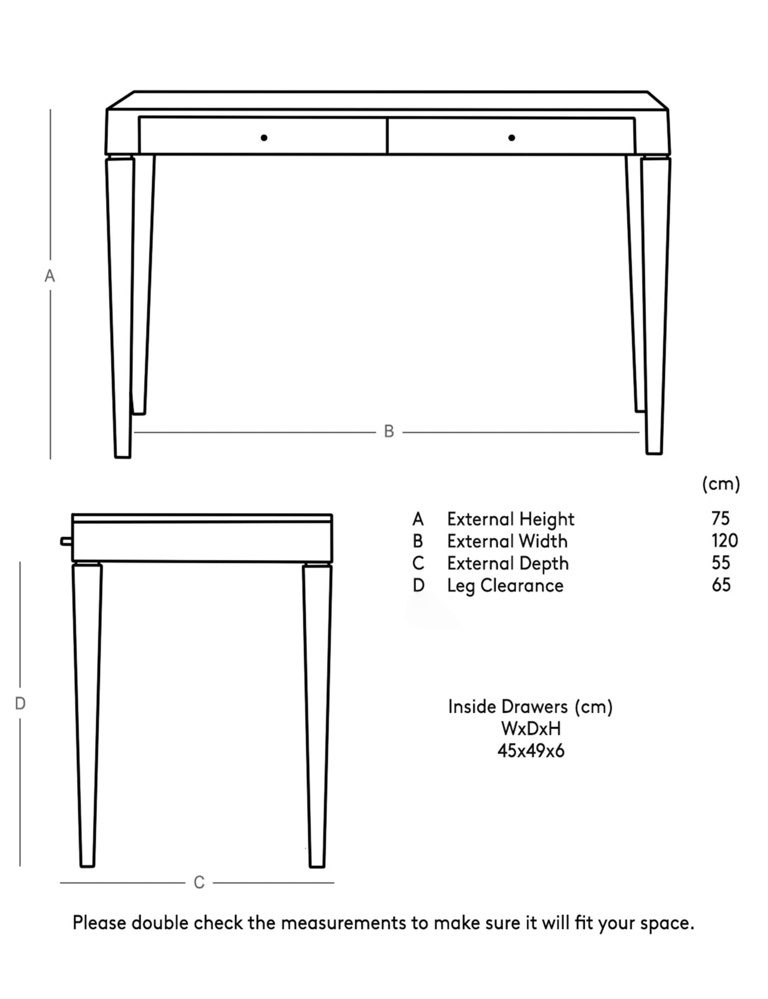 Bjorn Acacia Wood 2 Drawer Desk 6 of 6