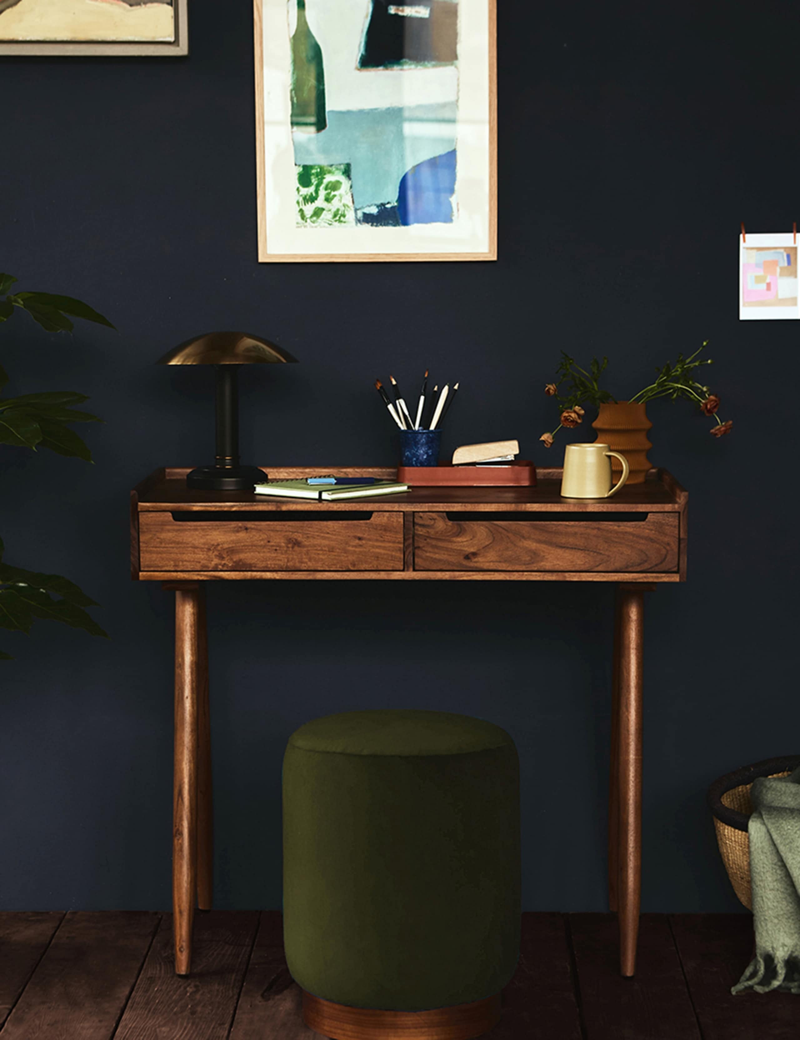 Southwark Acacia Wood 2 Drawer Desk 5 of 6