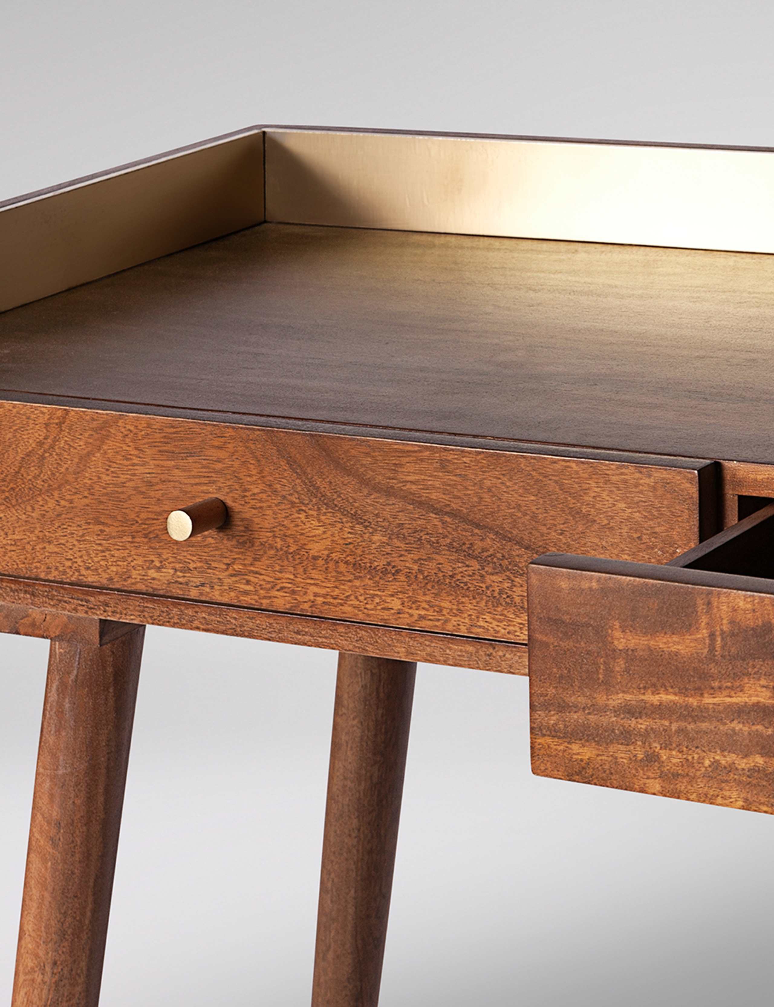 Fresco Mango Wood 2 Drawer Desk 3 of 6