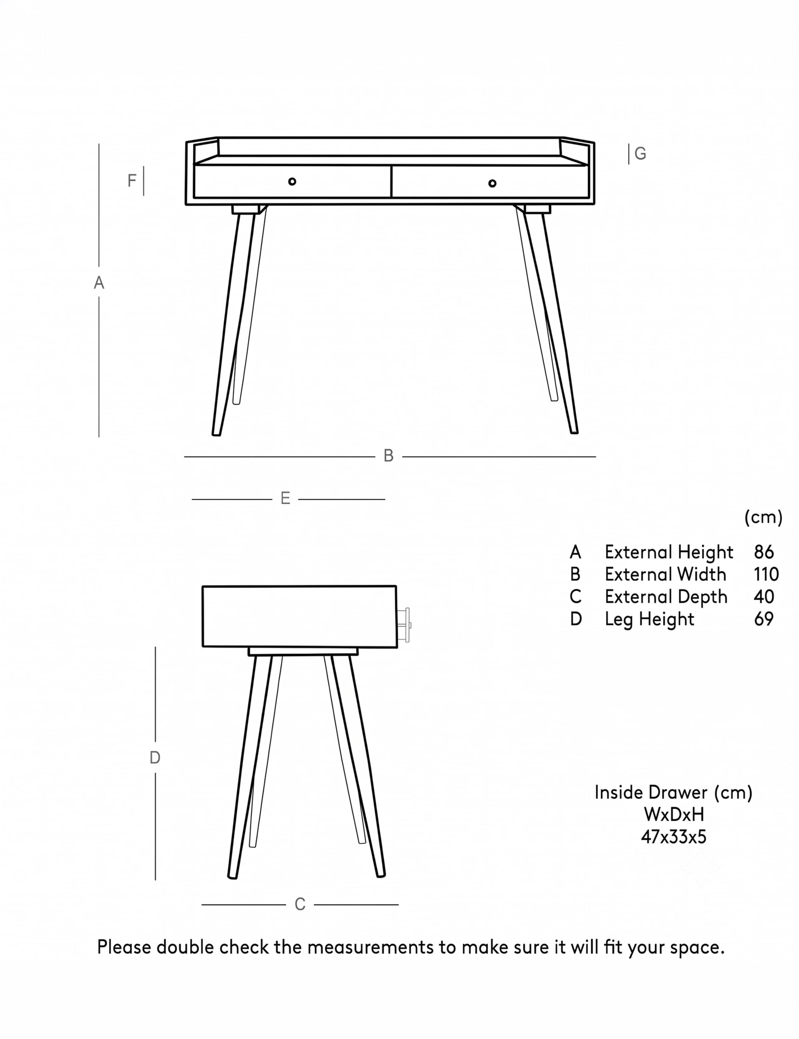 Fresco Mango Wood 2 Drawer Desk 6 of 6
