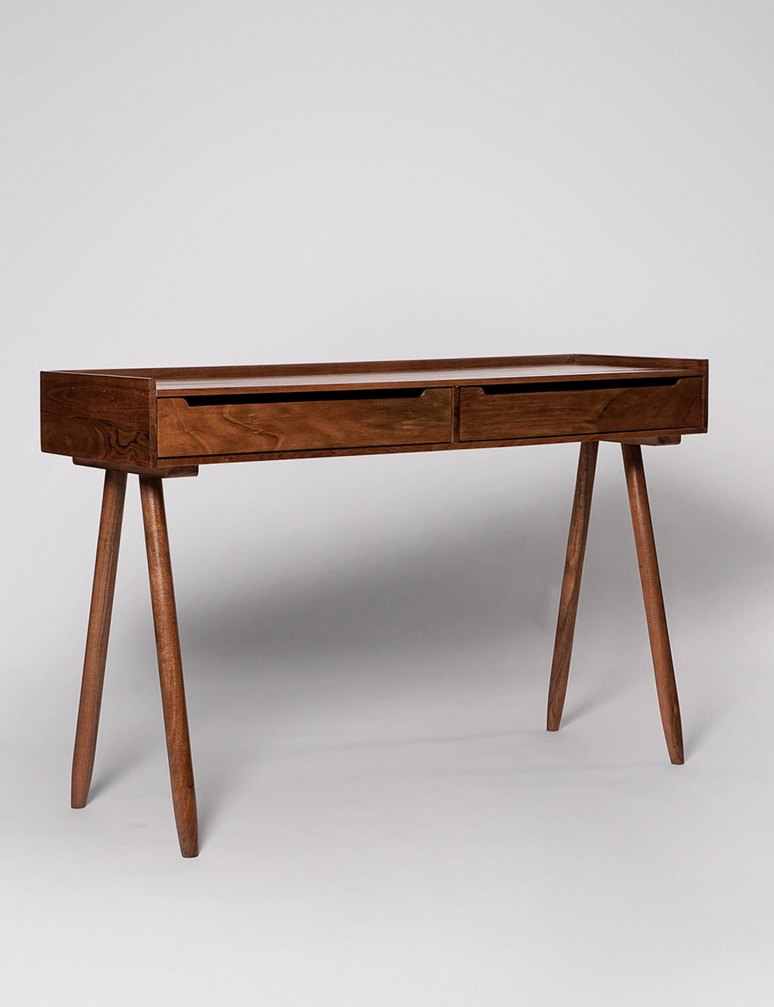 Southwark Acacia Wood Wide 2 Drawer Desk 2 of 6