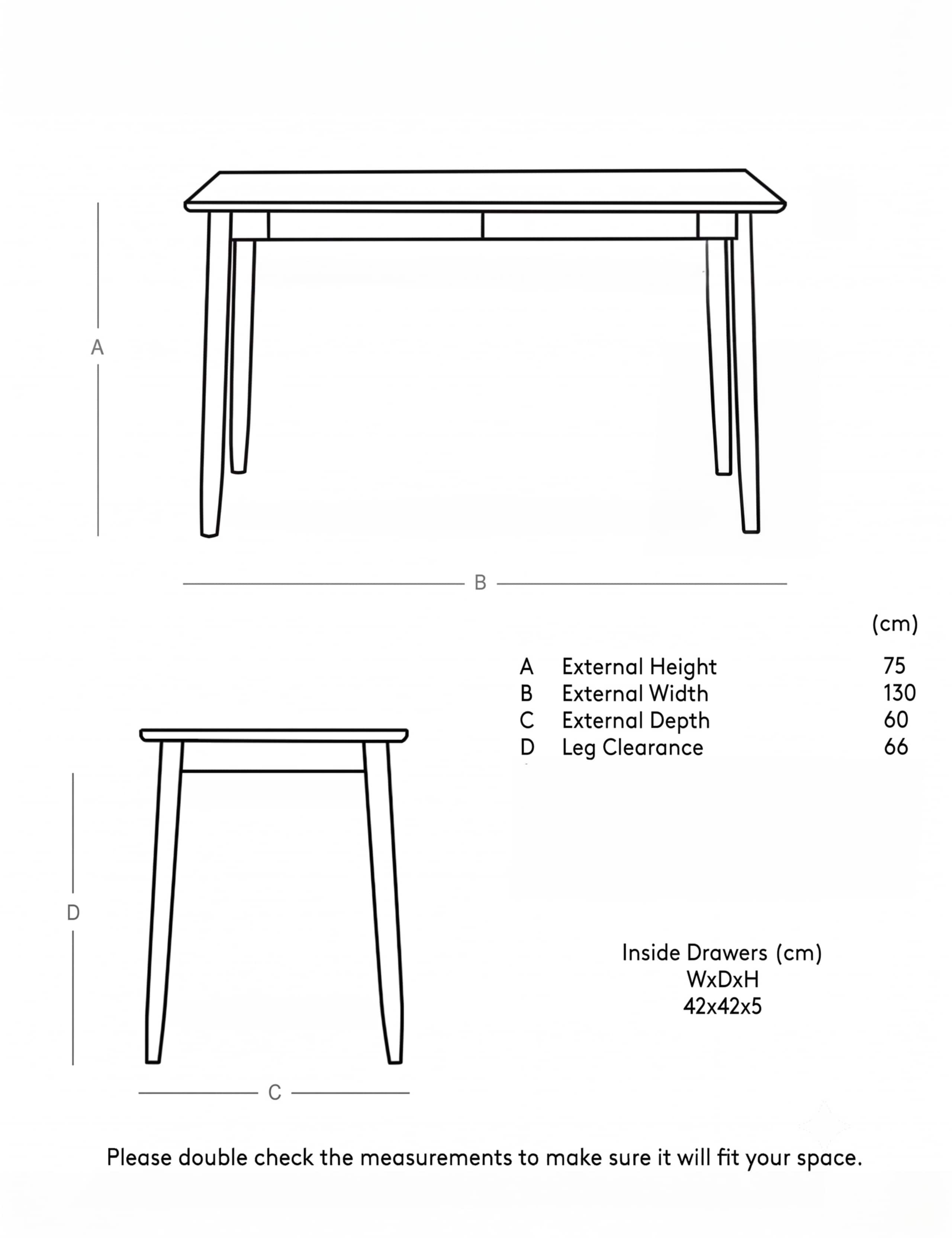 Maltby Acacia Wood 2 Drawer Desk 5 of 5