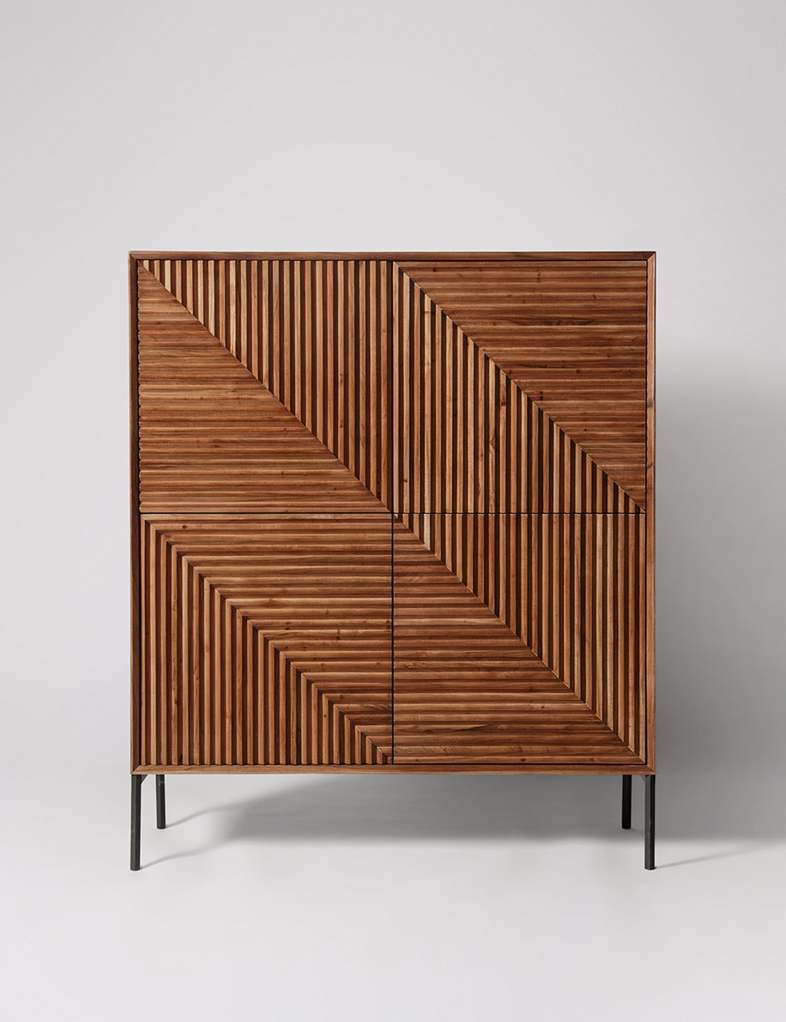 Seville Acacia Wood 4 Door Cabinet 1 of 6