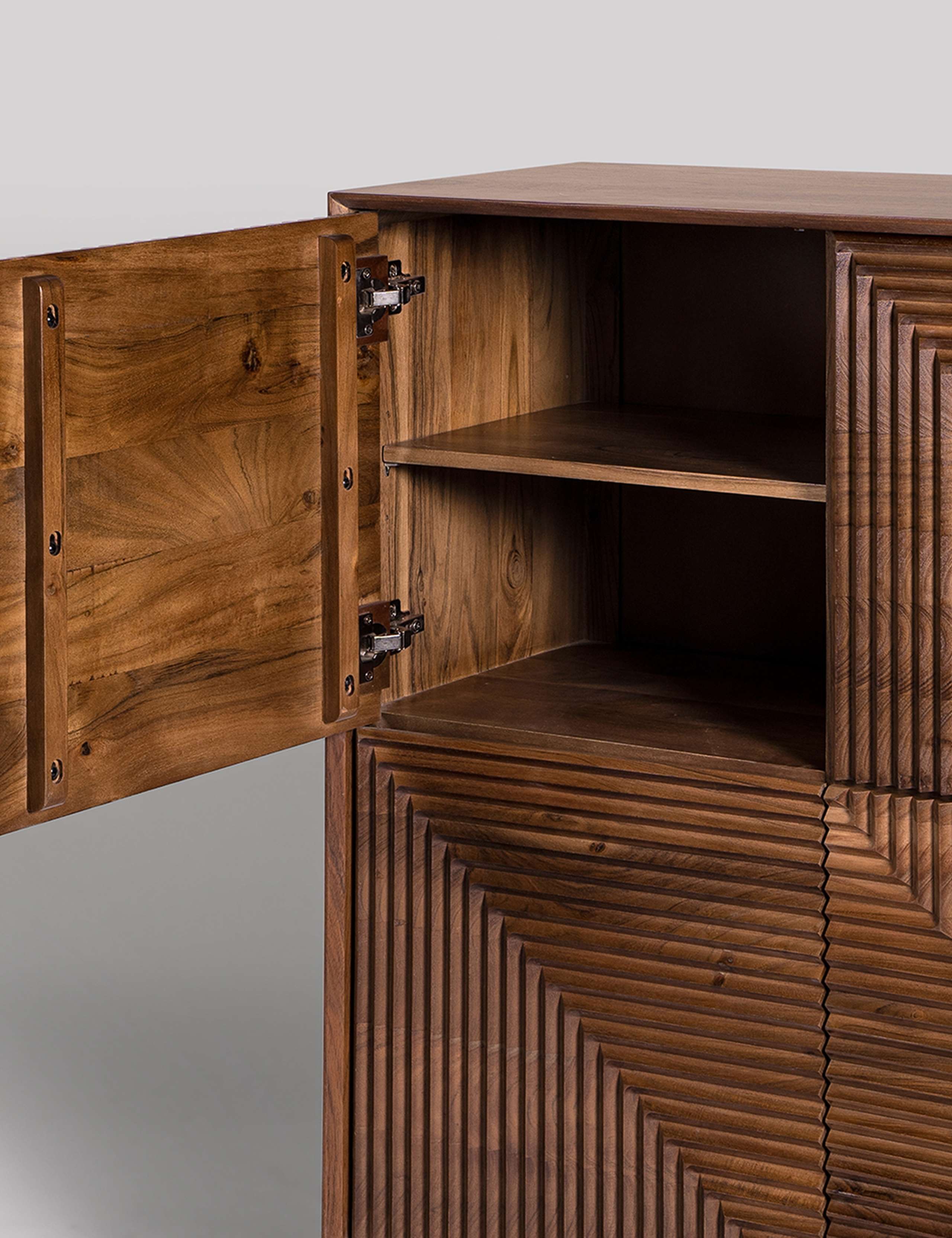Seville Acacia Wood 4 Door Cabinet 4 of 6