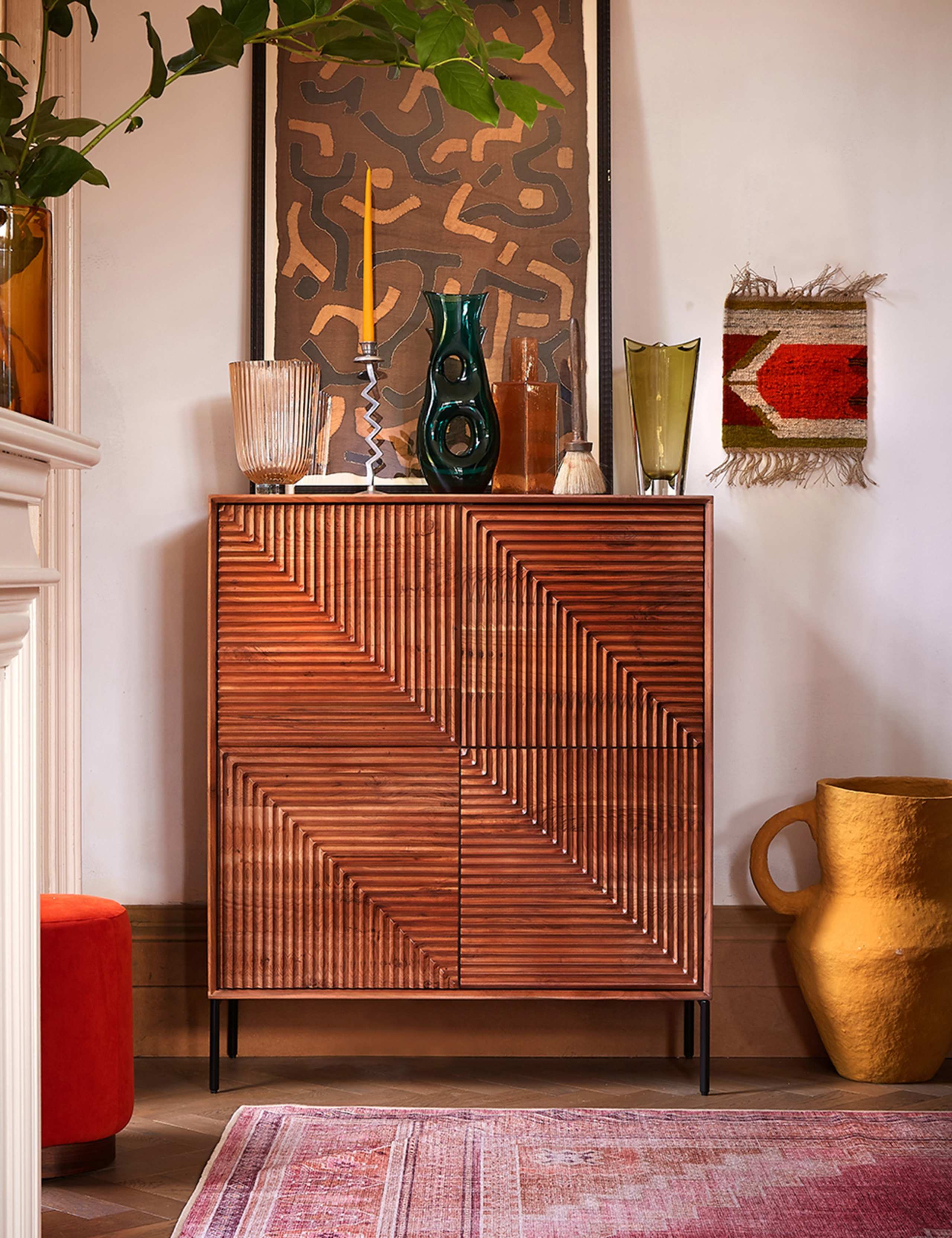 Seville Acacia Wood 4 Door Cabinet 5 of 6