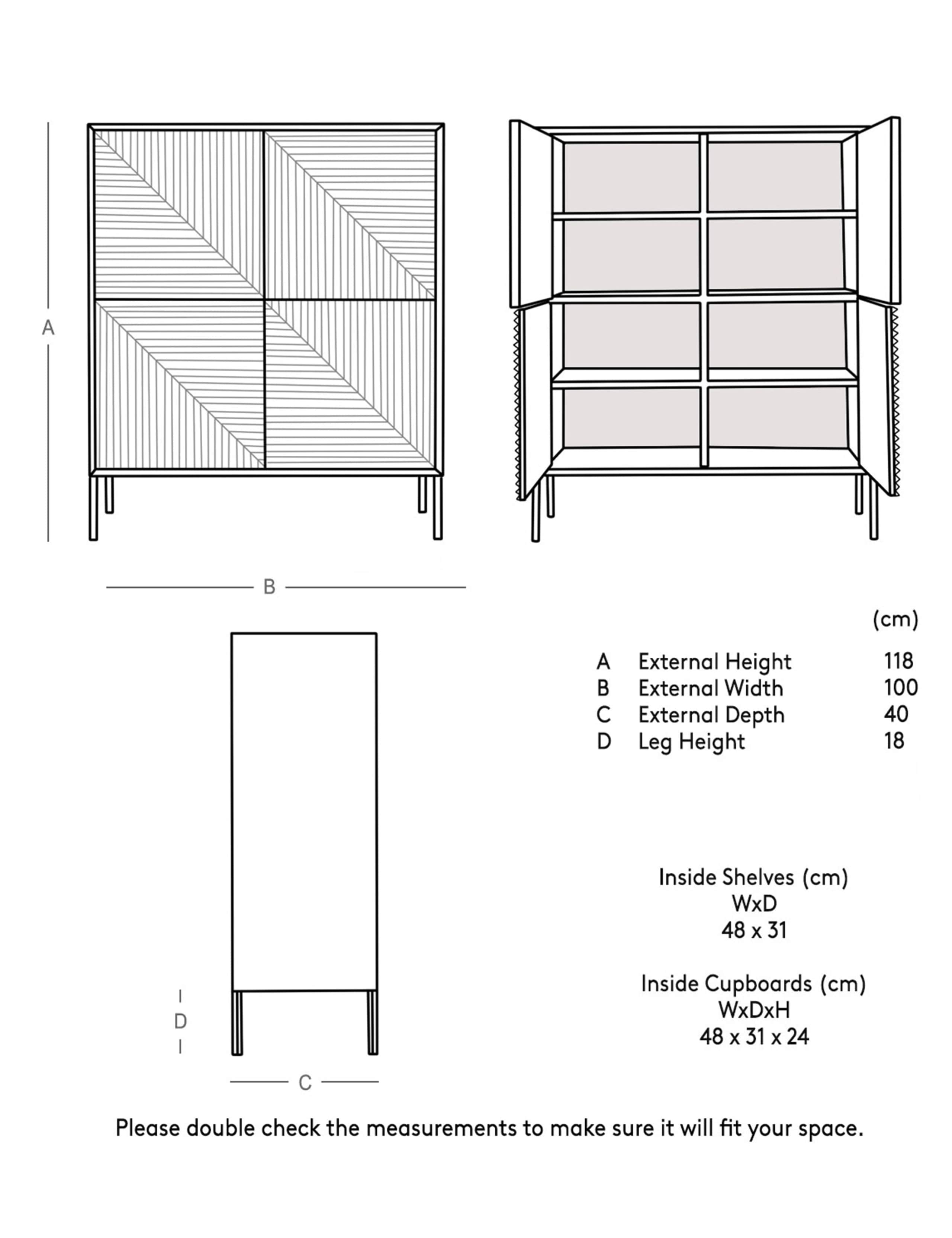 Seville Acacia Wood 4 Door Cabinet 6 of 6