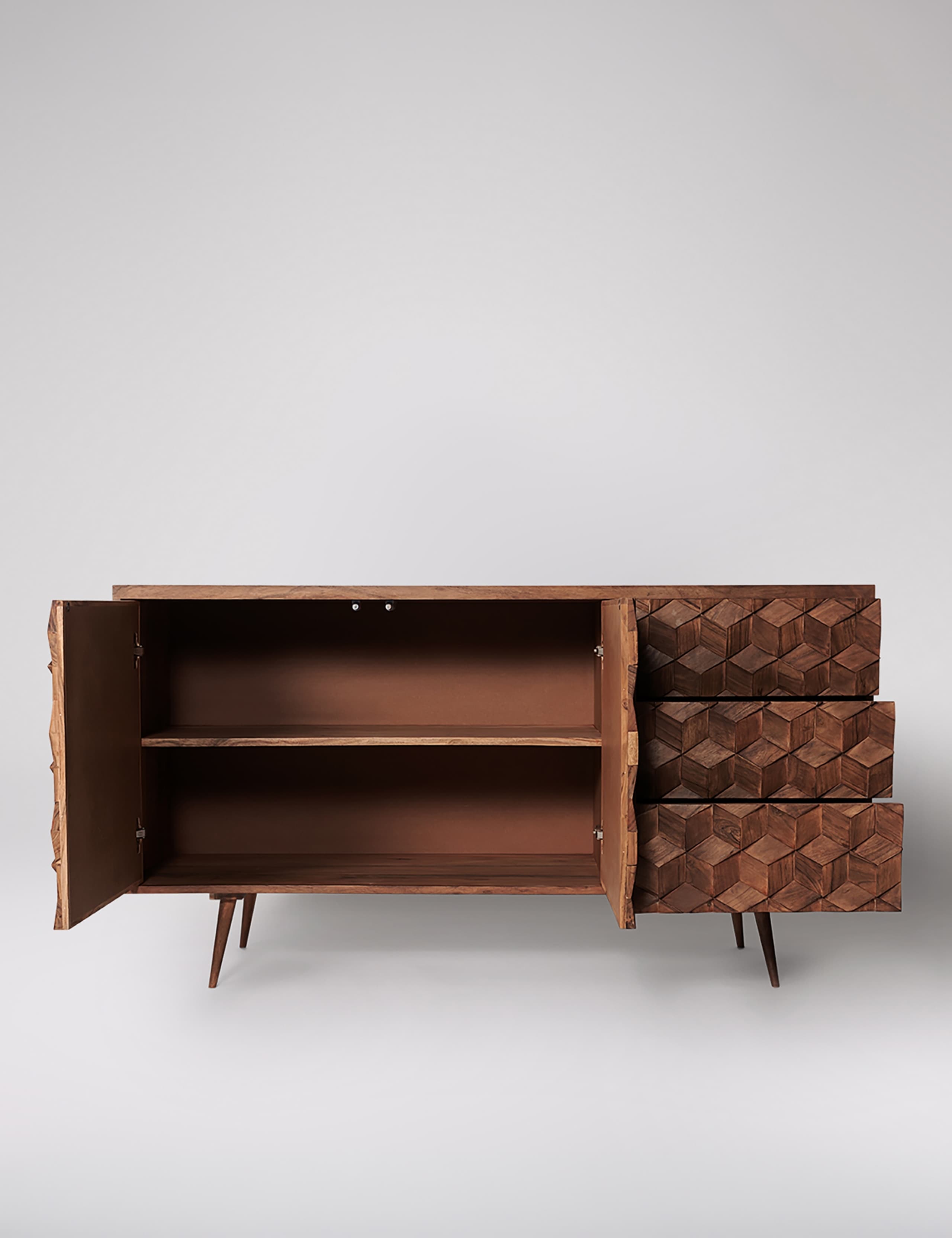 Terning Acacia Wood 3 Drawer Sideboard 3 of 5