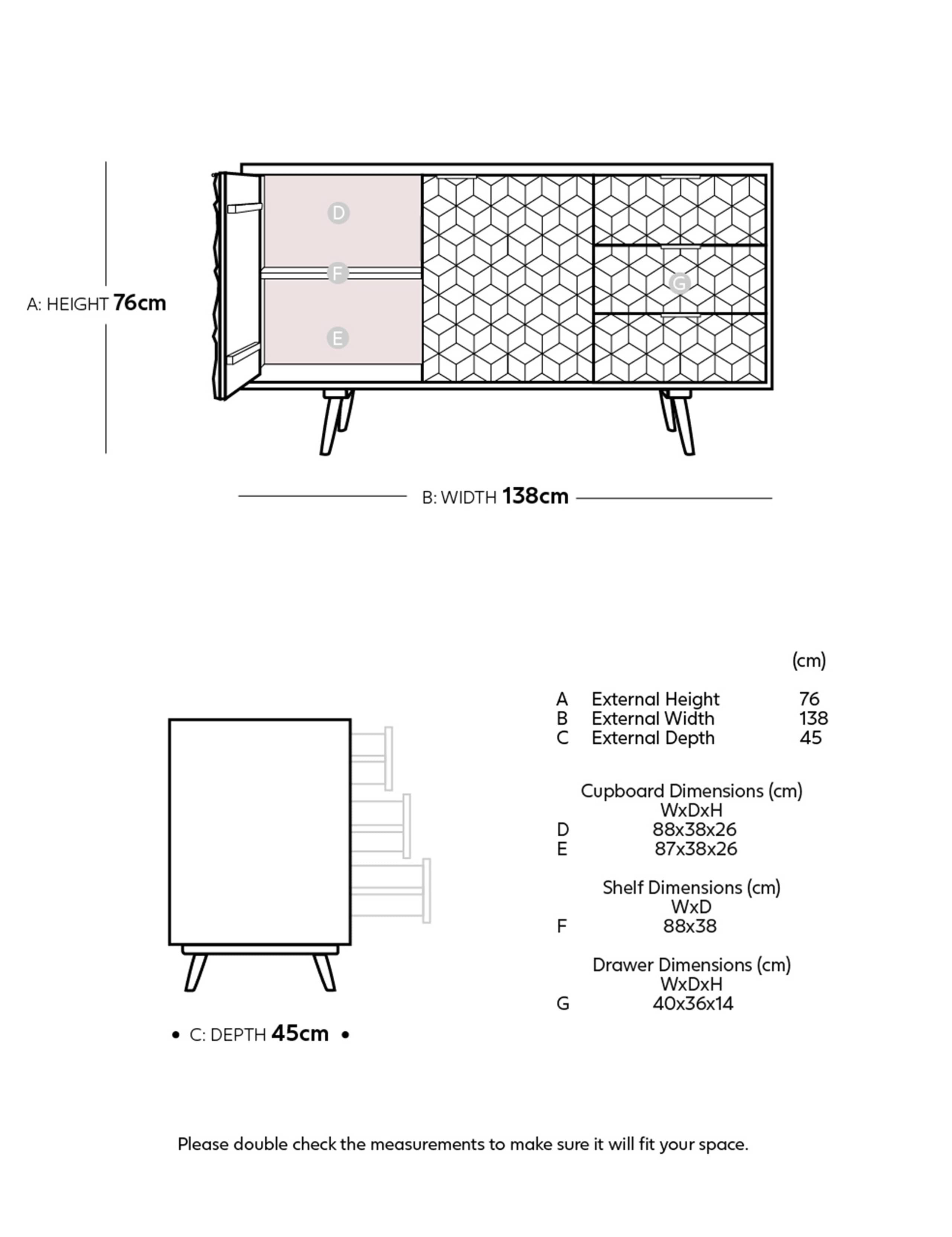 Terning Acacia Wood 3 Drawer Sideboard 5 of 5