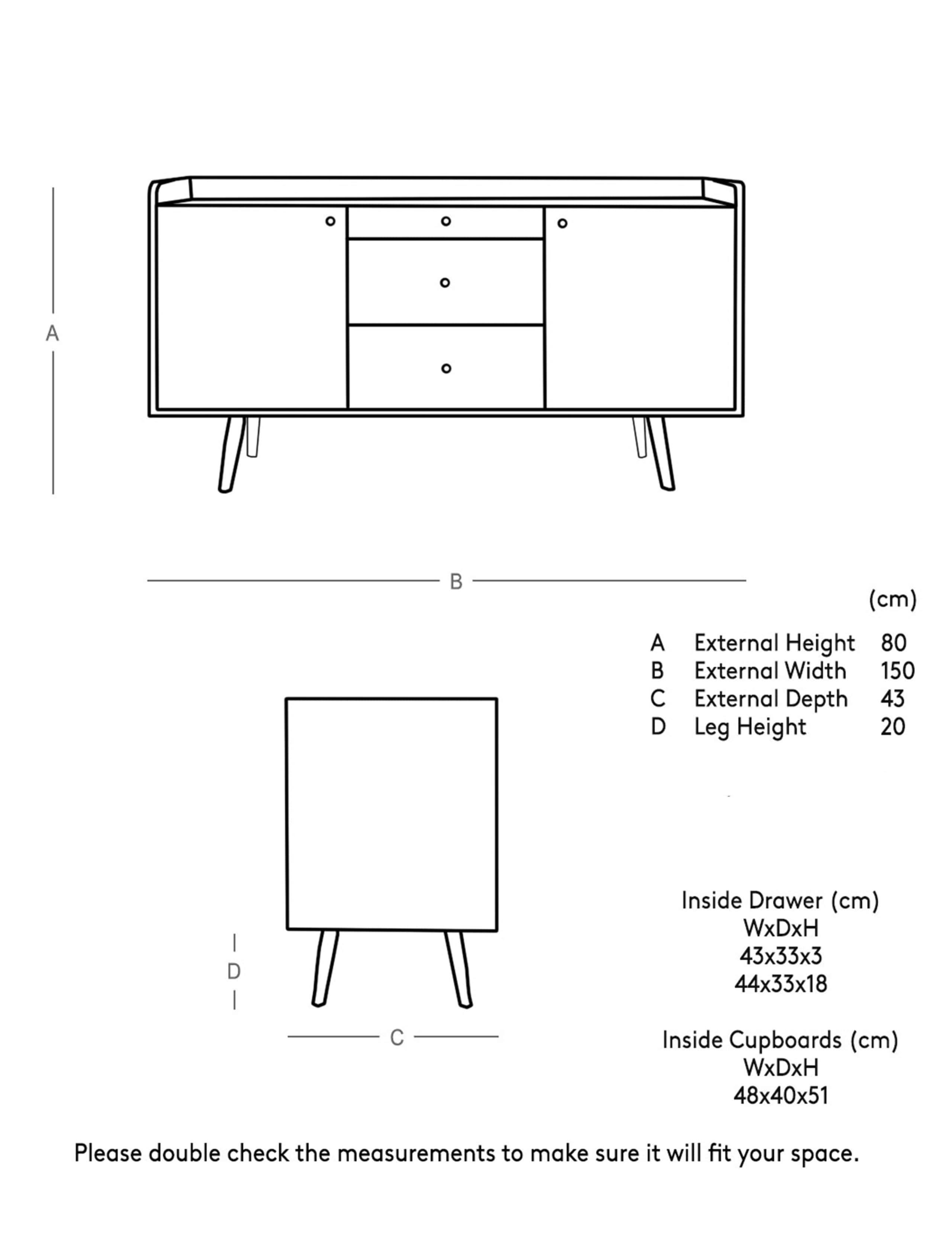 Fresco Mango Wood 3 Drawer Sideboard 6 of 6