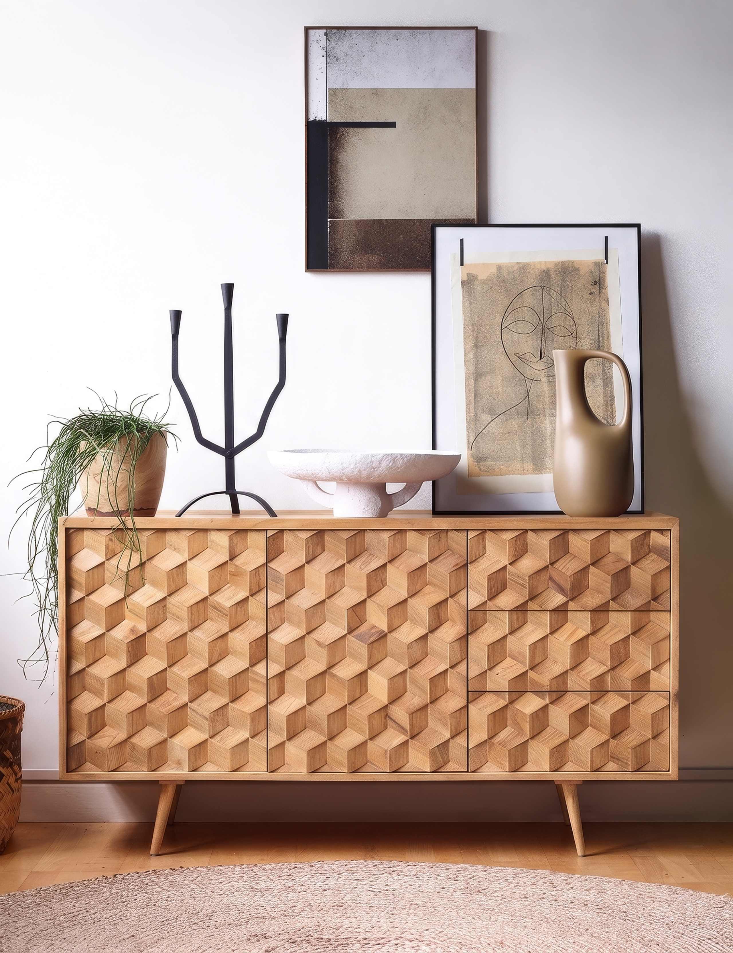 Terning Mango Wood 3 Drawer Sideboard 5 of 6