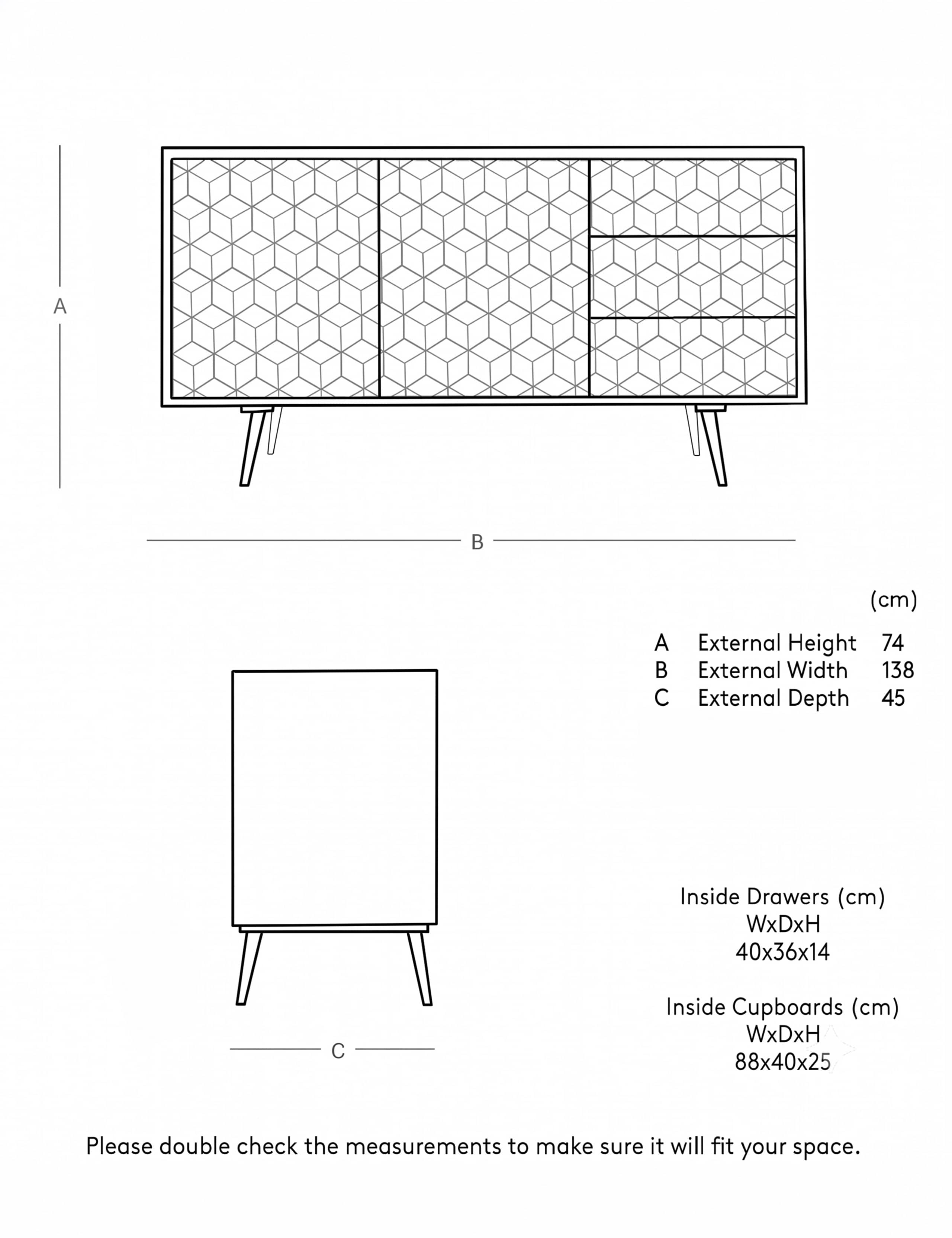 Terning Mango Wood 3 Drawer Sideboard 6 of 6