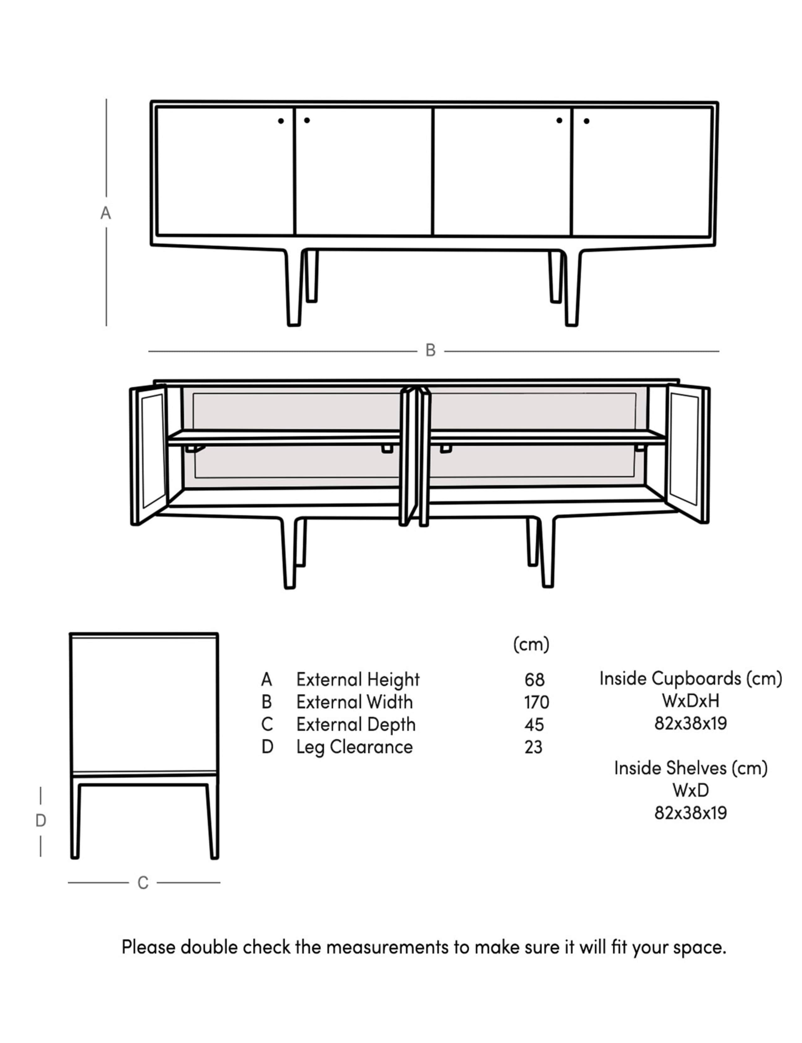 Noah Acacia Wood 4 Door Sideboard 6 of 6