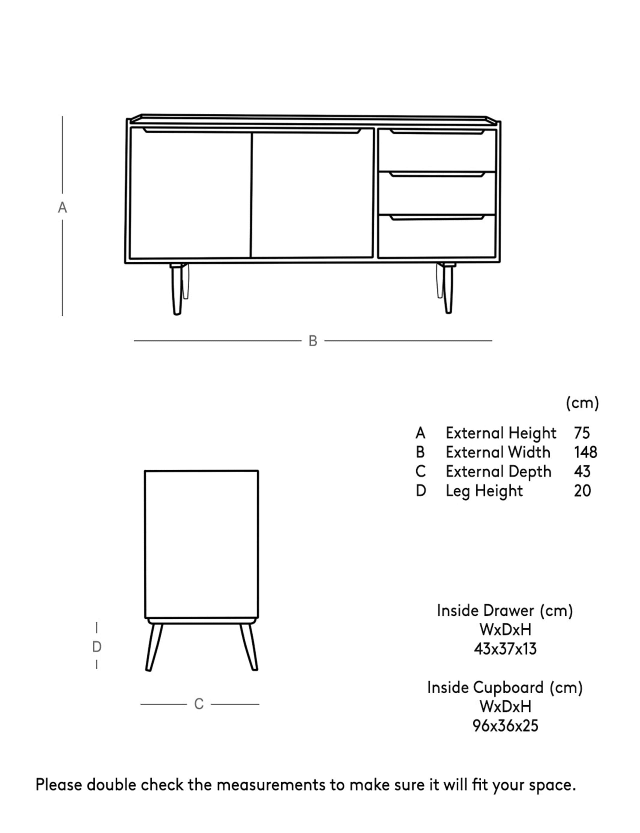 Southwark Acacia Wood 3 Drawer Sideboard 5 of 5