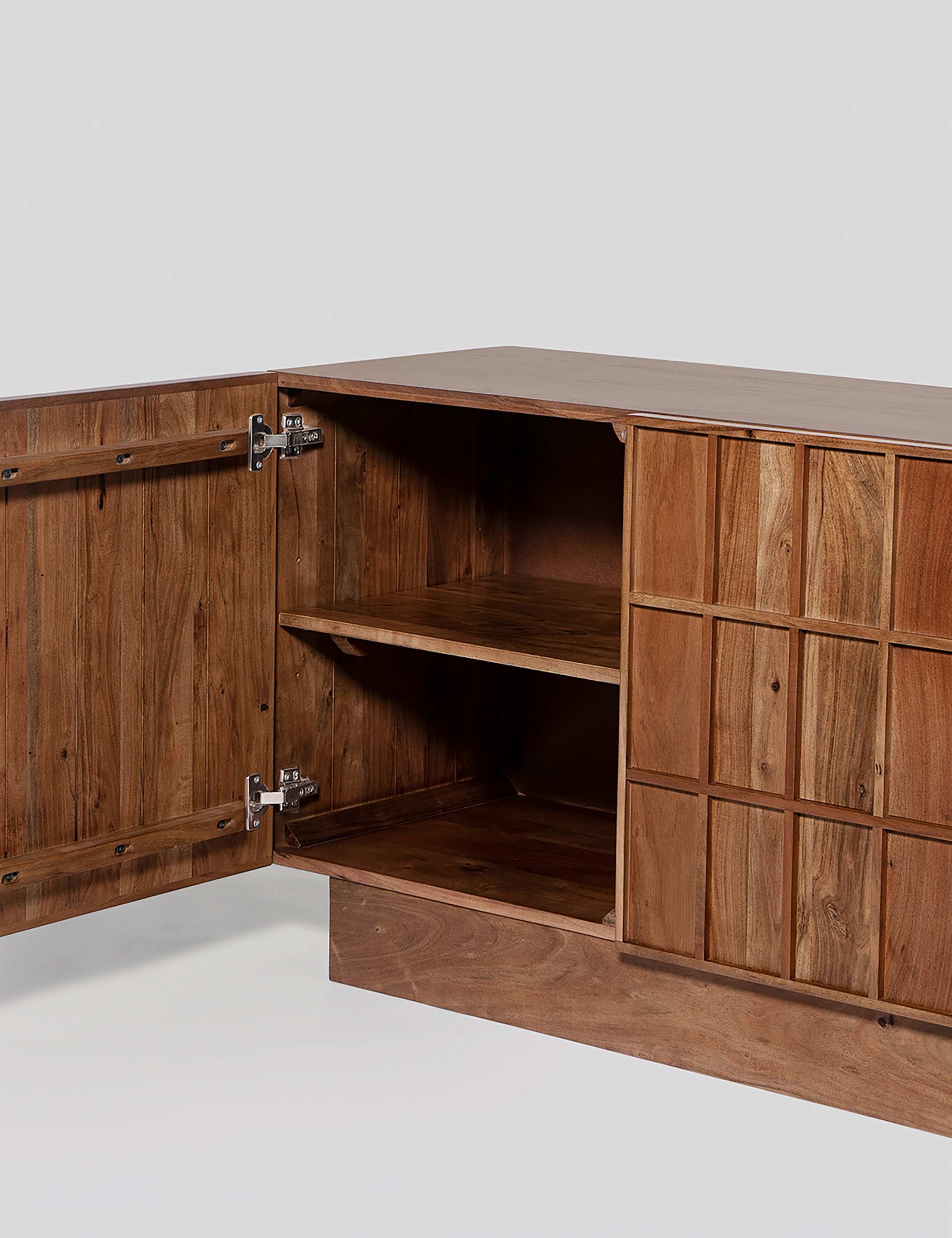 Sandon Acacia Wood 3 Door Sideboard 4 of 6