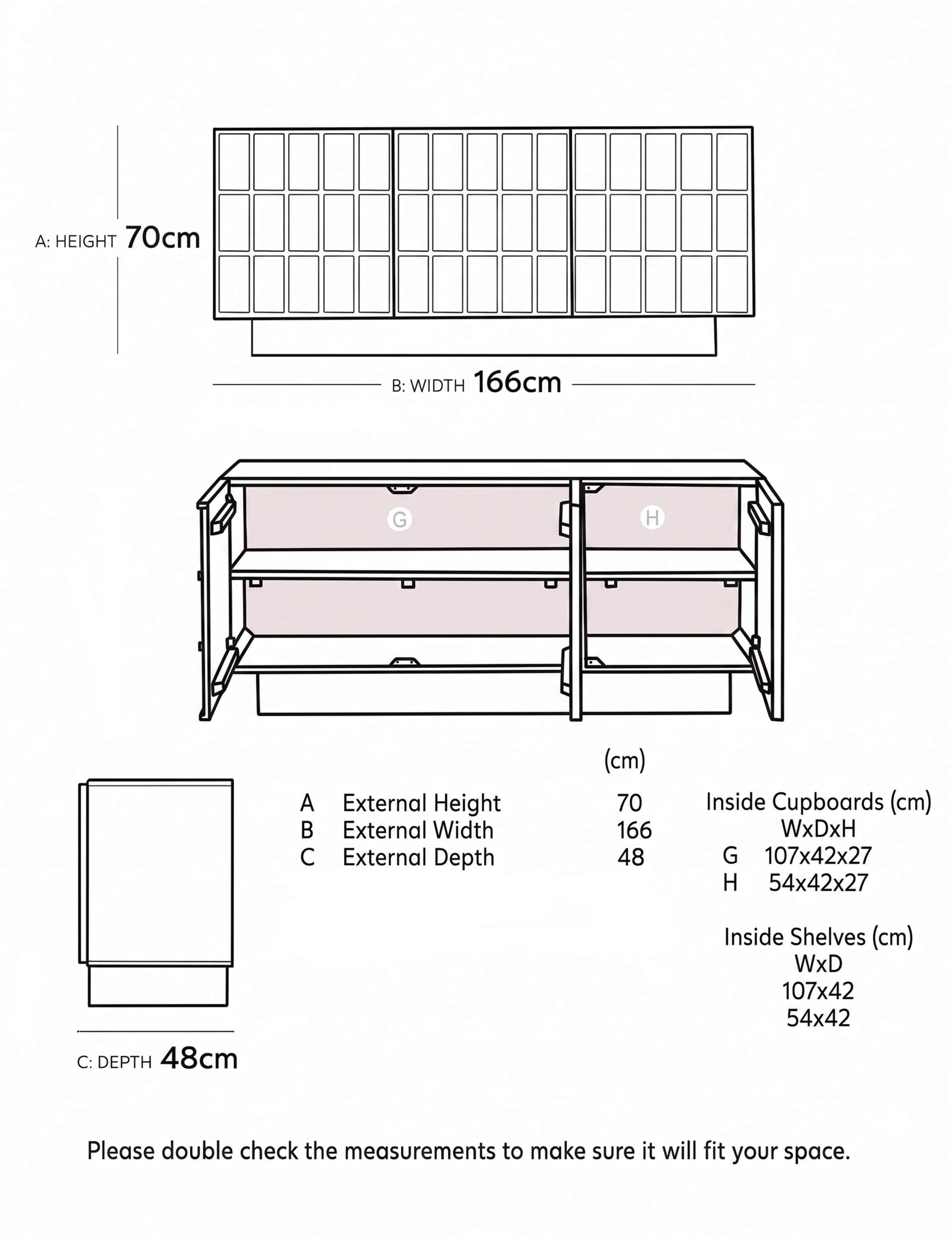 Sandon Acacia Wood 3 Door Sideboard 6 of 6