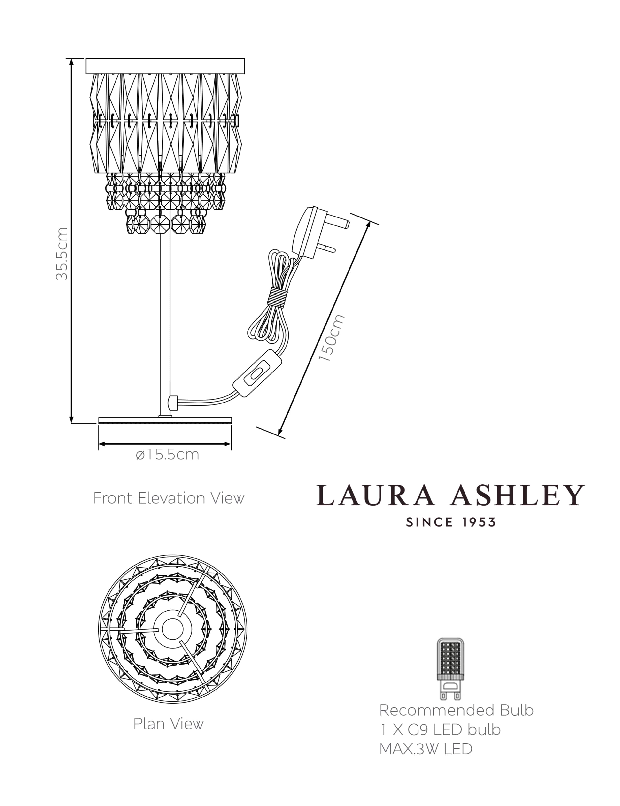 Rhosill Faceted Glass Table Lamp 5 of 5