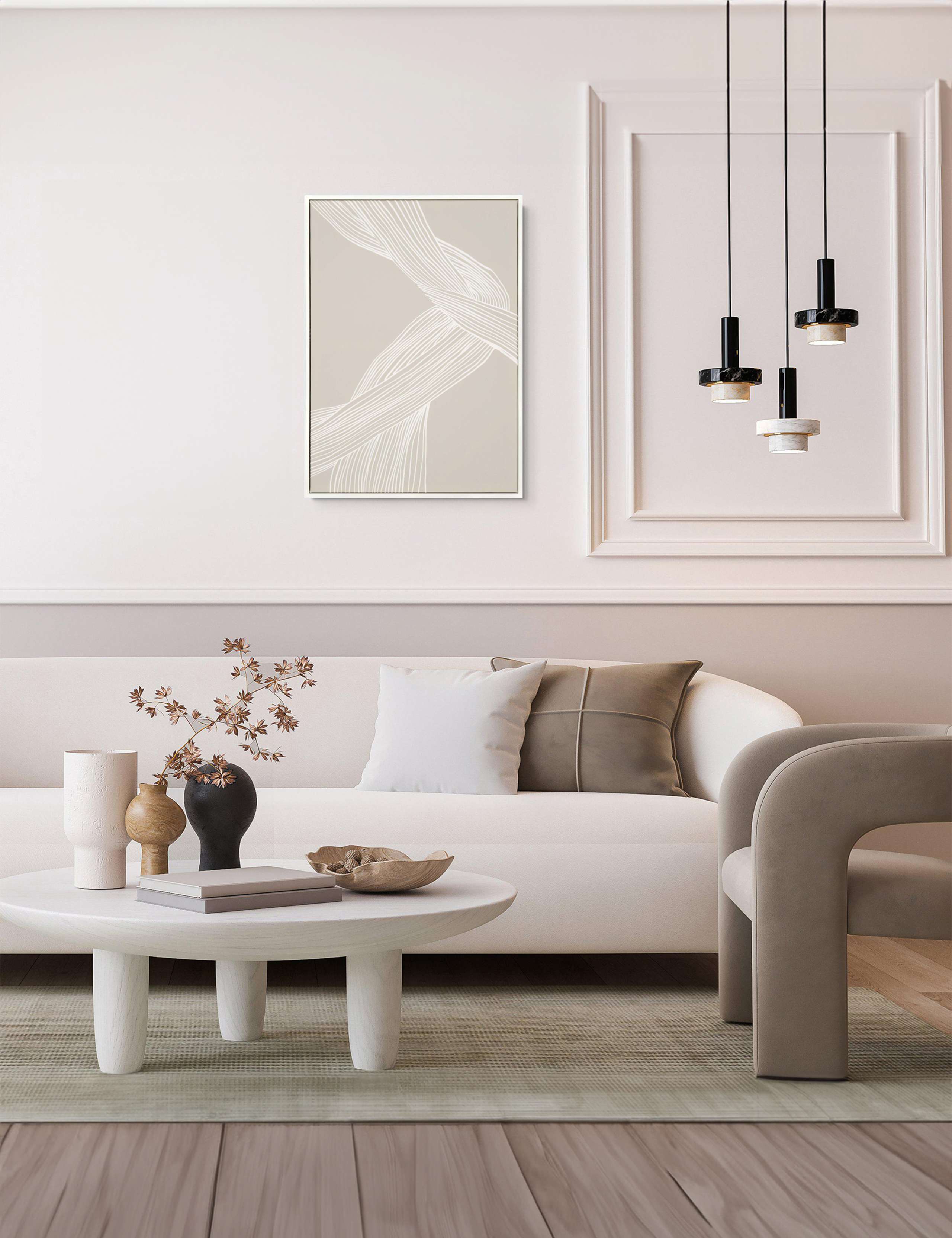 Entangled Abstract Rectangle Framed Art 1 of 2