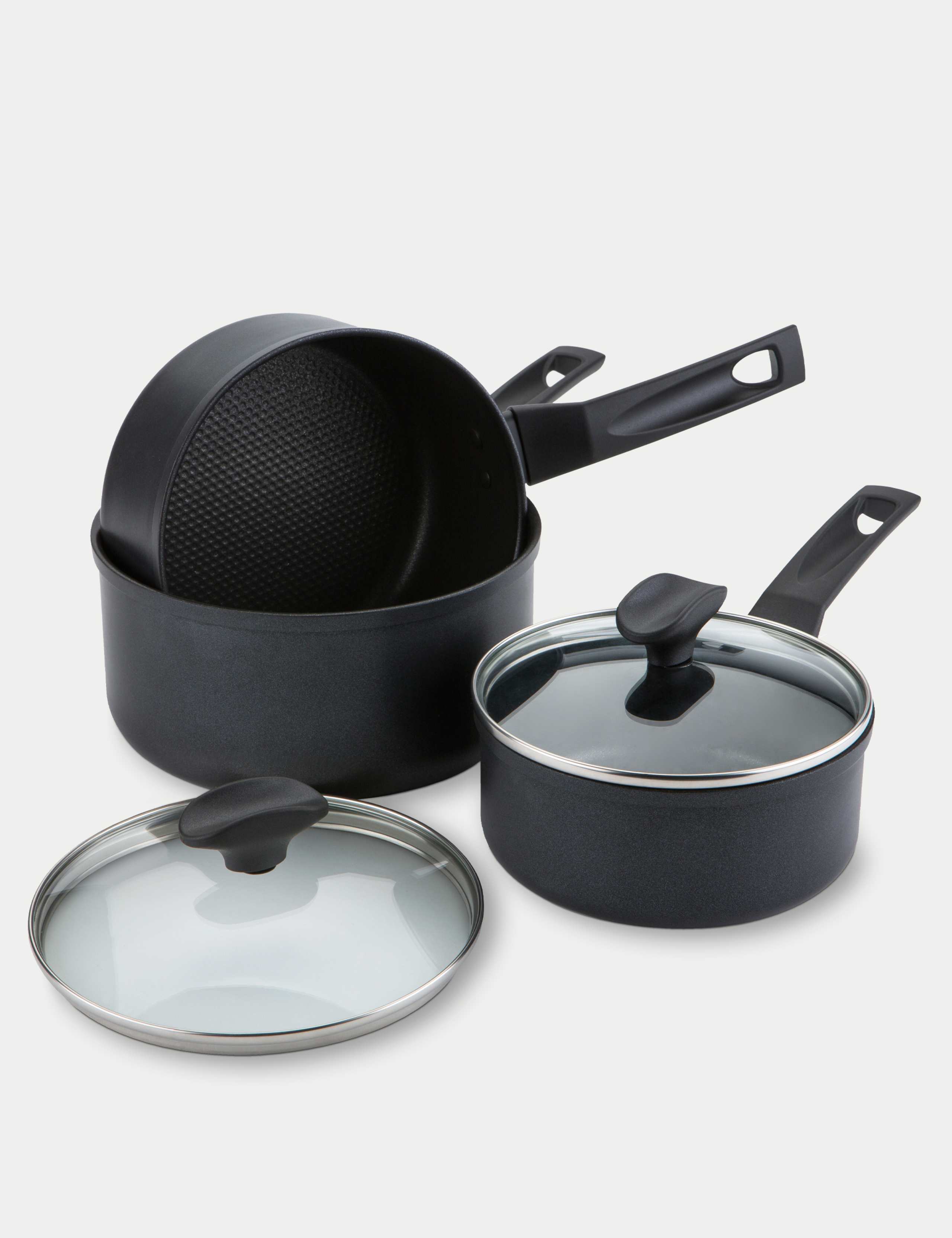 thumbnail image 2 of 6-Piece Stainless Steel Sauce Pan Set - 1Qt, 2Qt & 3Qt Pots With Lids, Induction Compatible 2 of 5