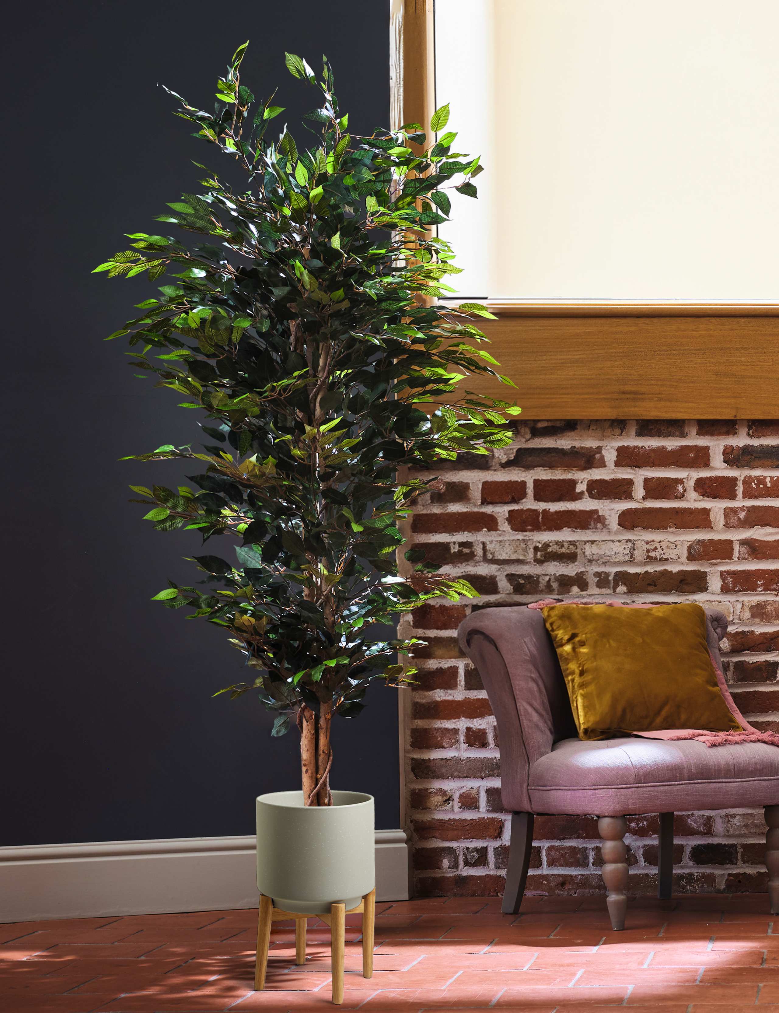 5ft Artificial Ficus Tree in Pot 3 of 4