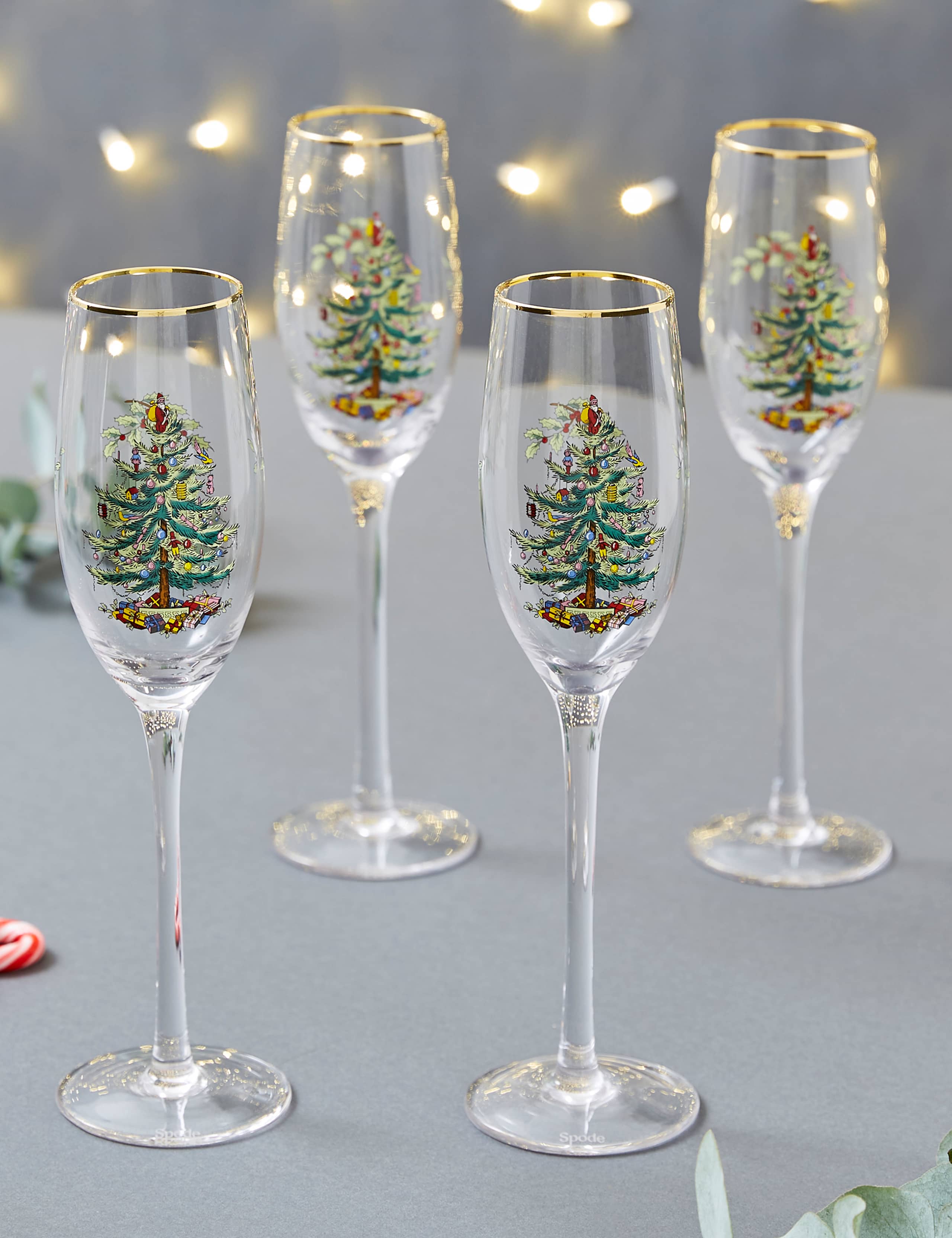 Set of 4 Christmas Tree Champagne Flutes 3 of 6