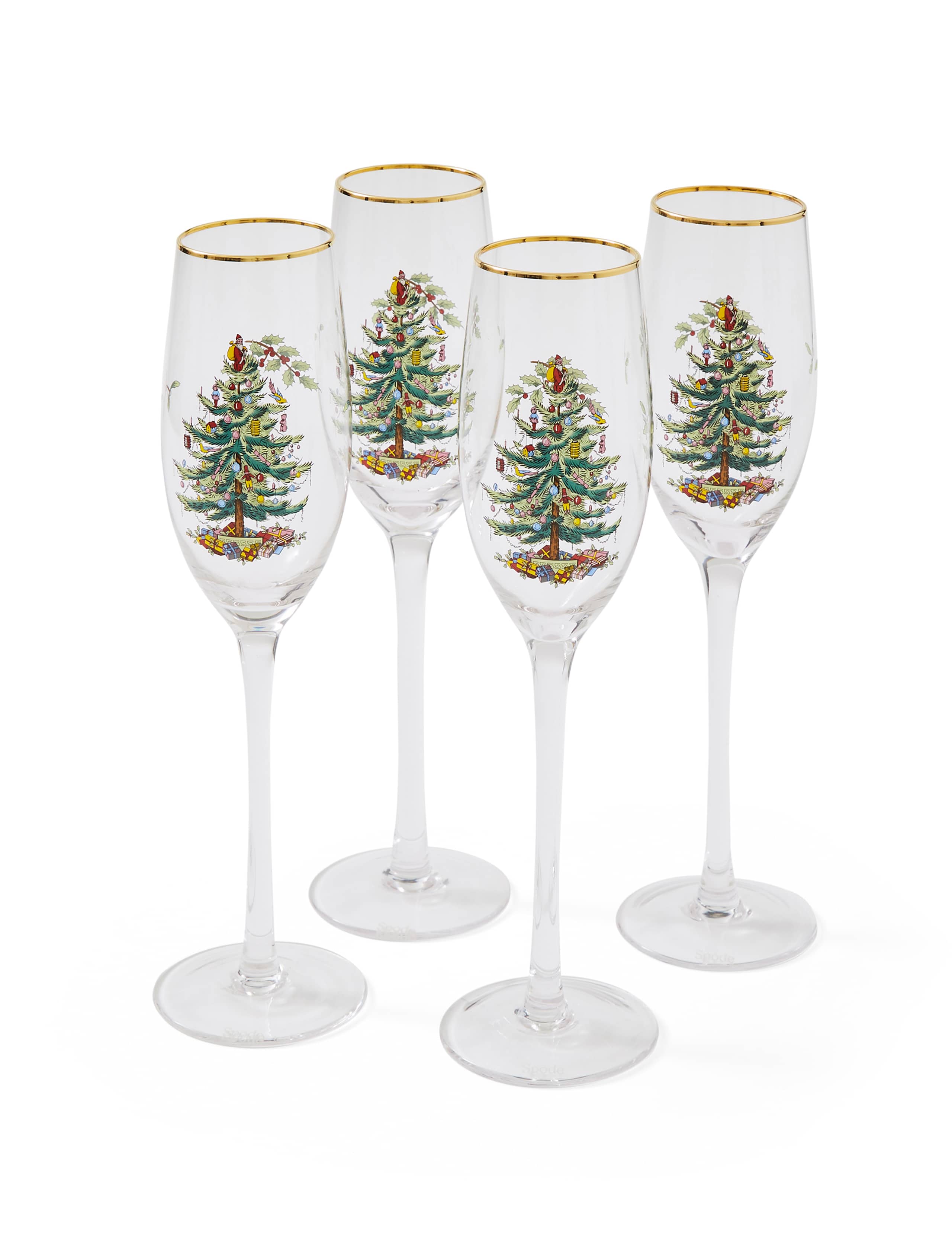 Set of 4 Christmas Tree Champagne Flutes 2 of 6