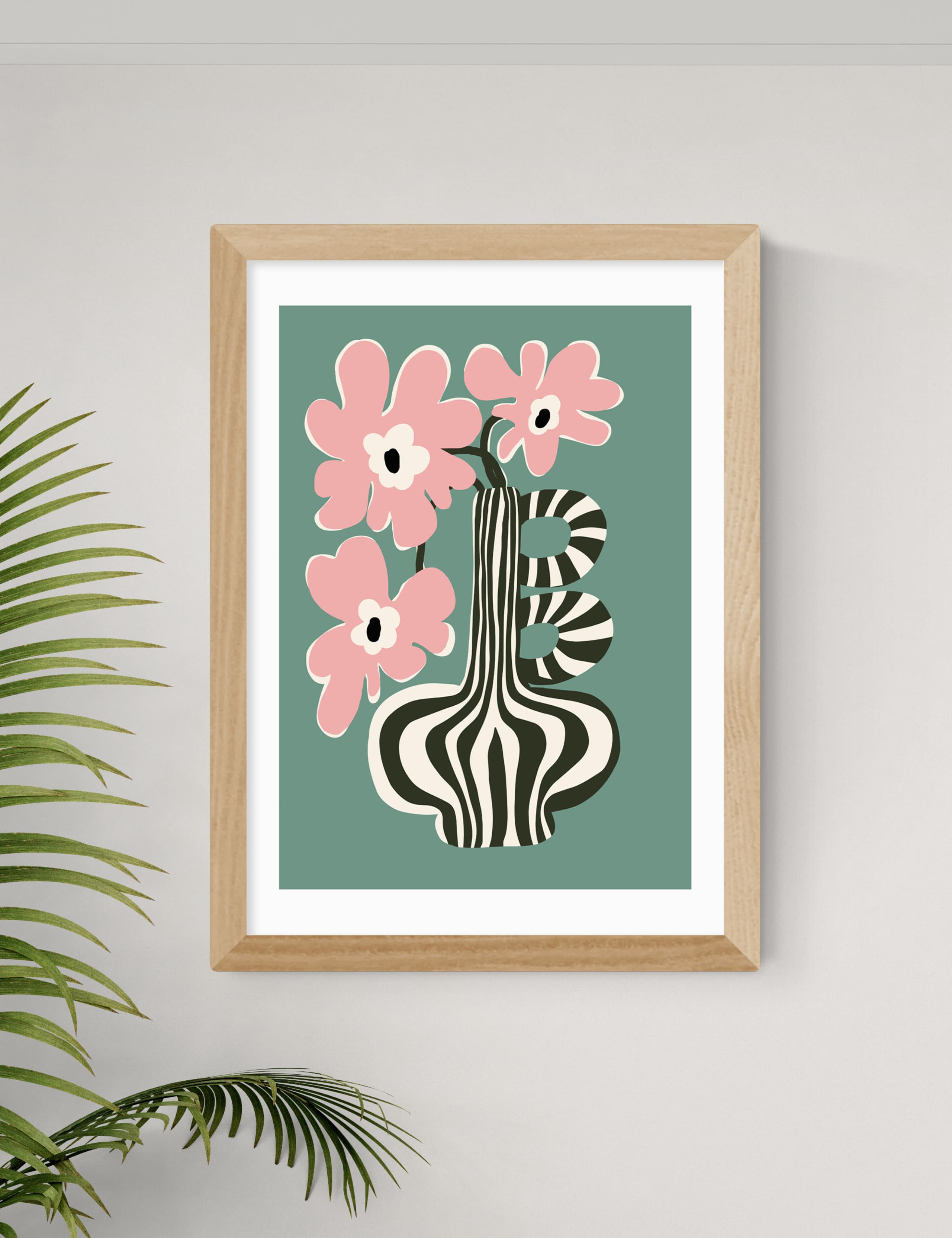 Floral Stripe Framed Art 2 of 3
