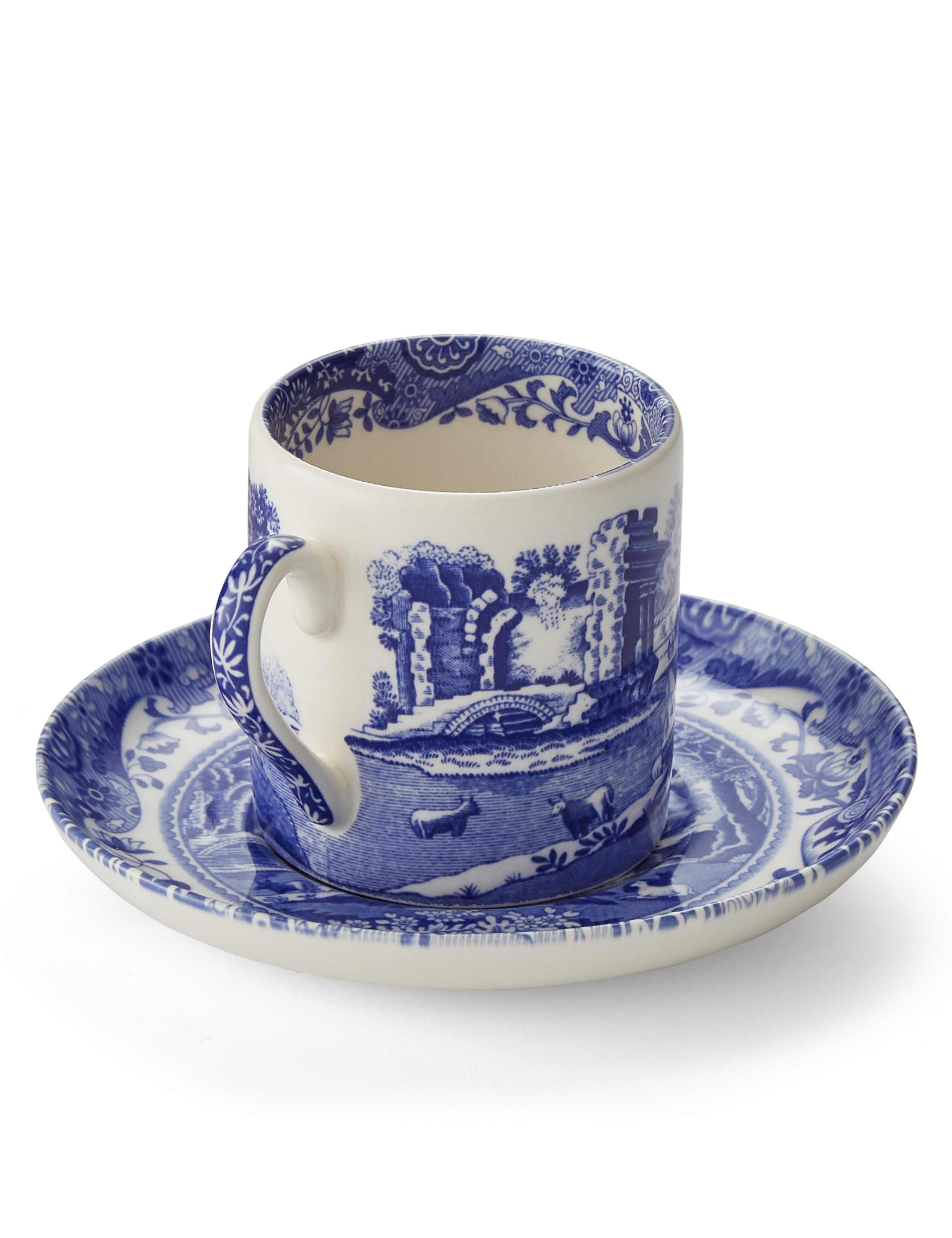 Set of 4 Blue Italian Cups & Saucers 4 of 8
