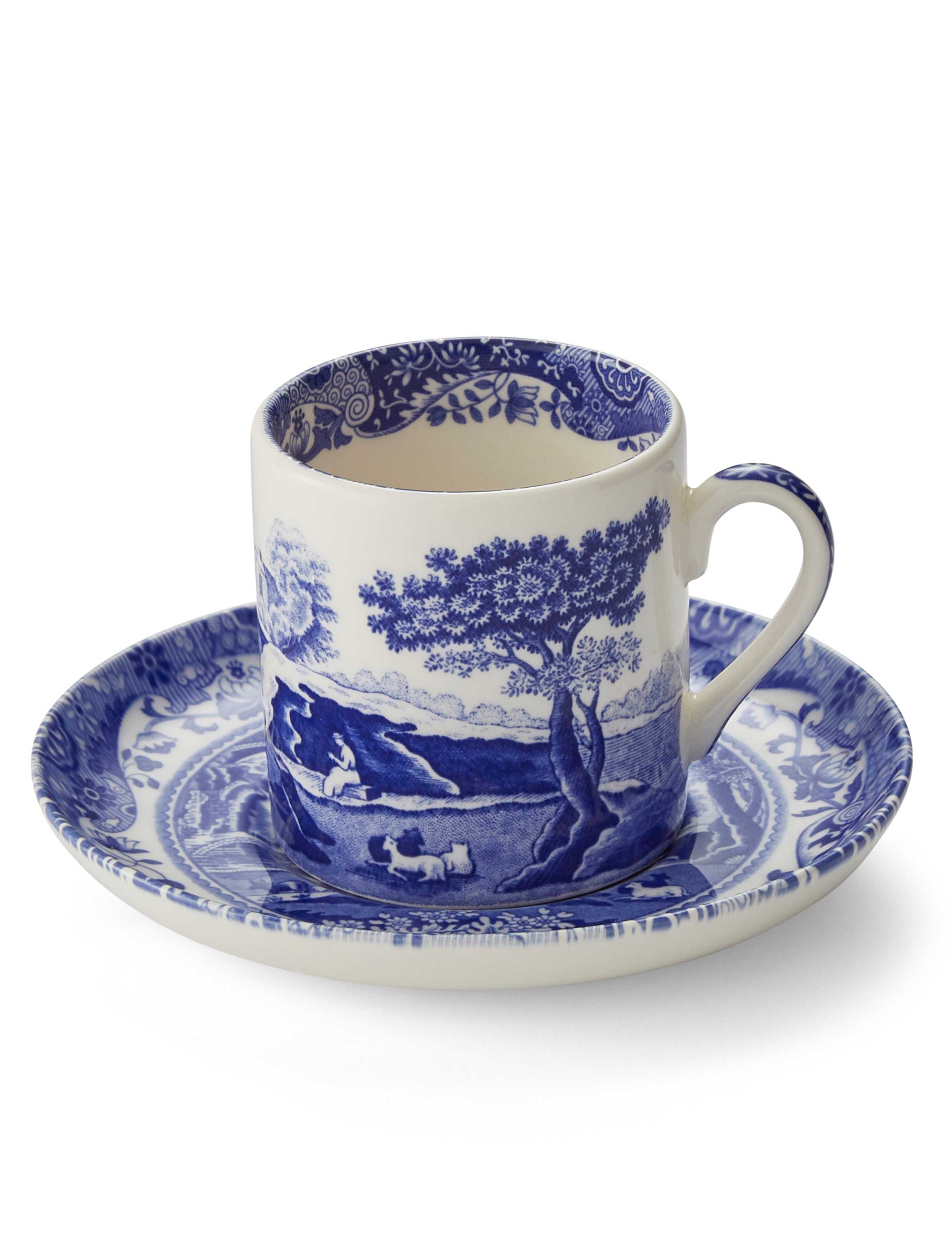 Set of 4 Blue Italian Cups & Saucers 2 of 8