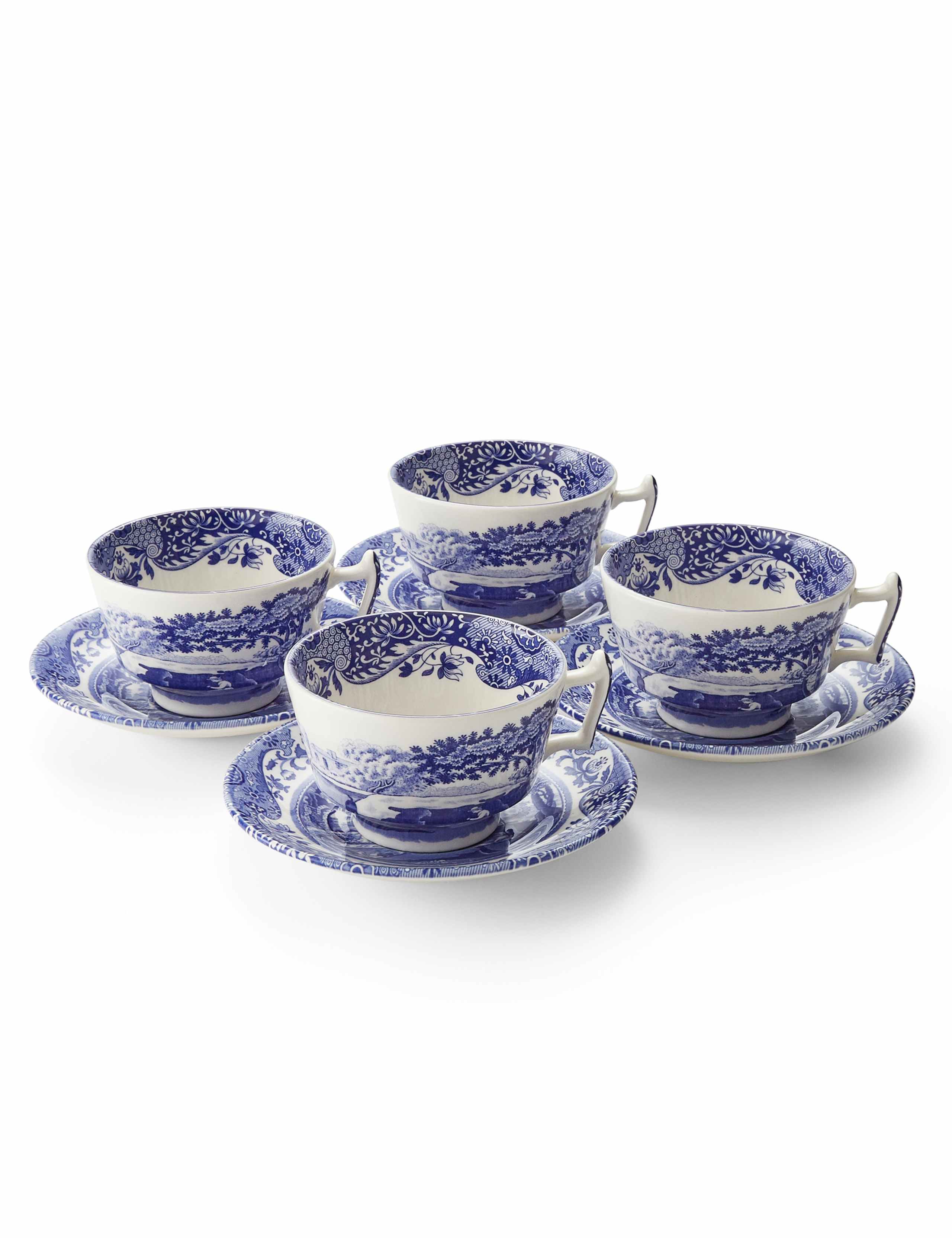 Set of 4 Blue Italian Cups & Saucers 6 of 8