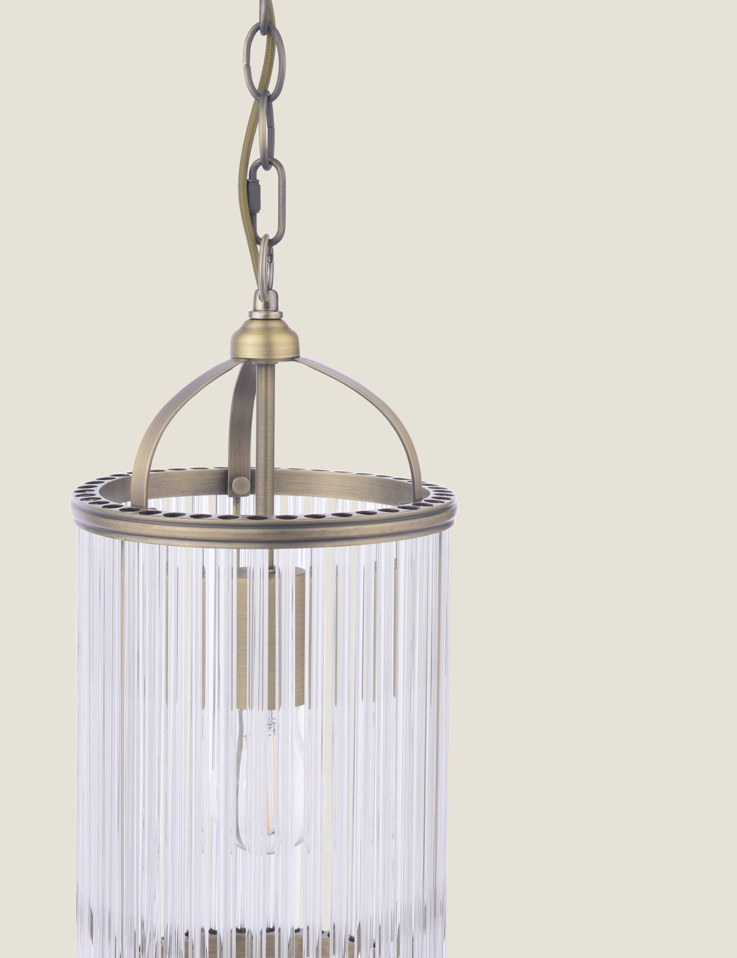 Sutton Metal & Ribbed Glass Pendant Light 4 of 6
