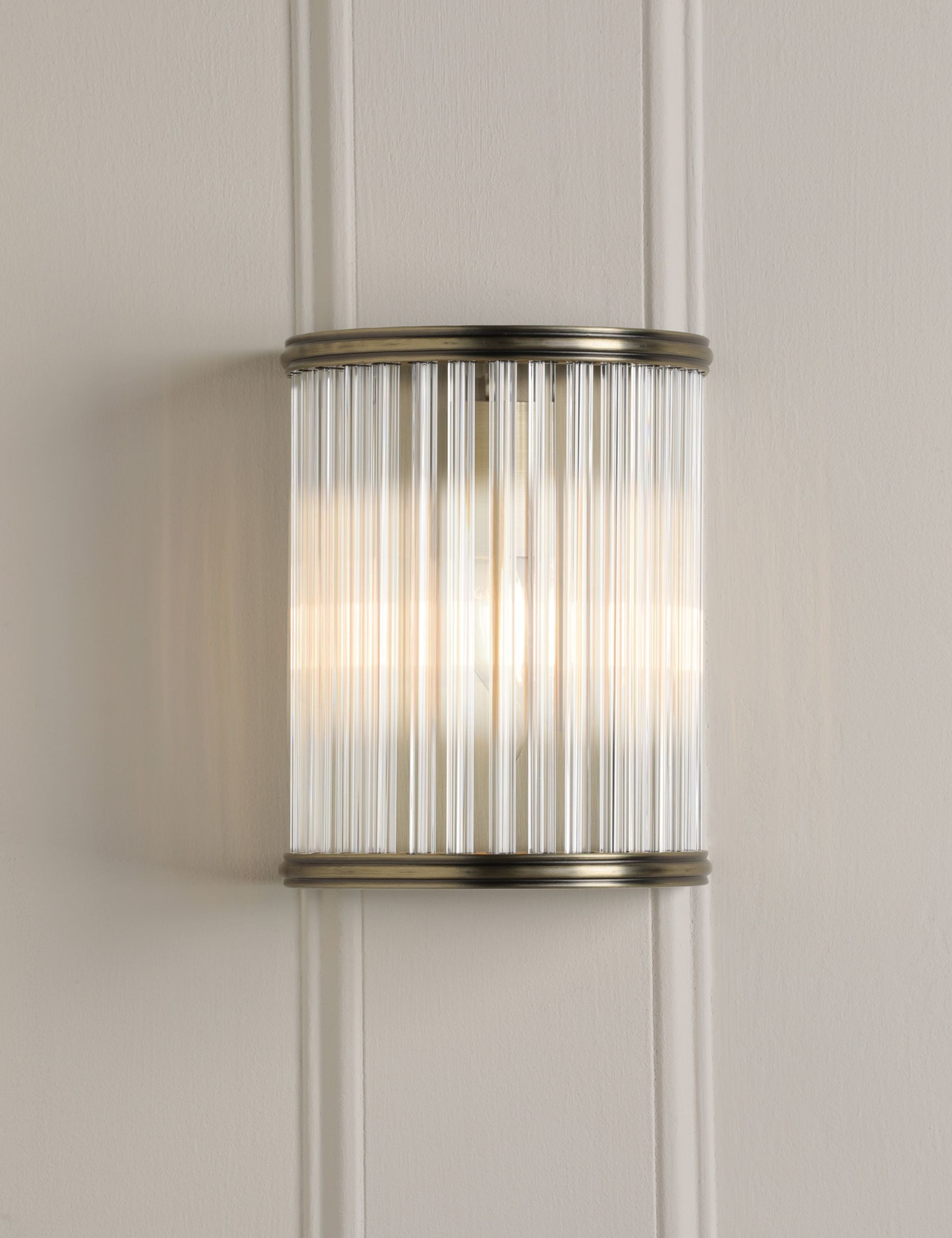 Sutton Metal & Ribbed Glass Wall Light 1 of 6