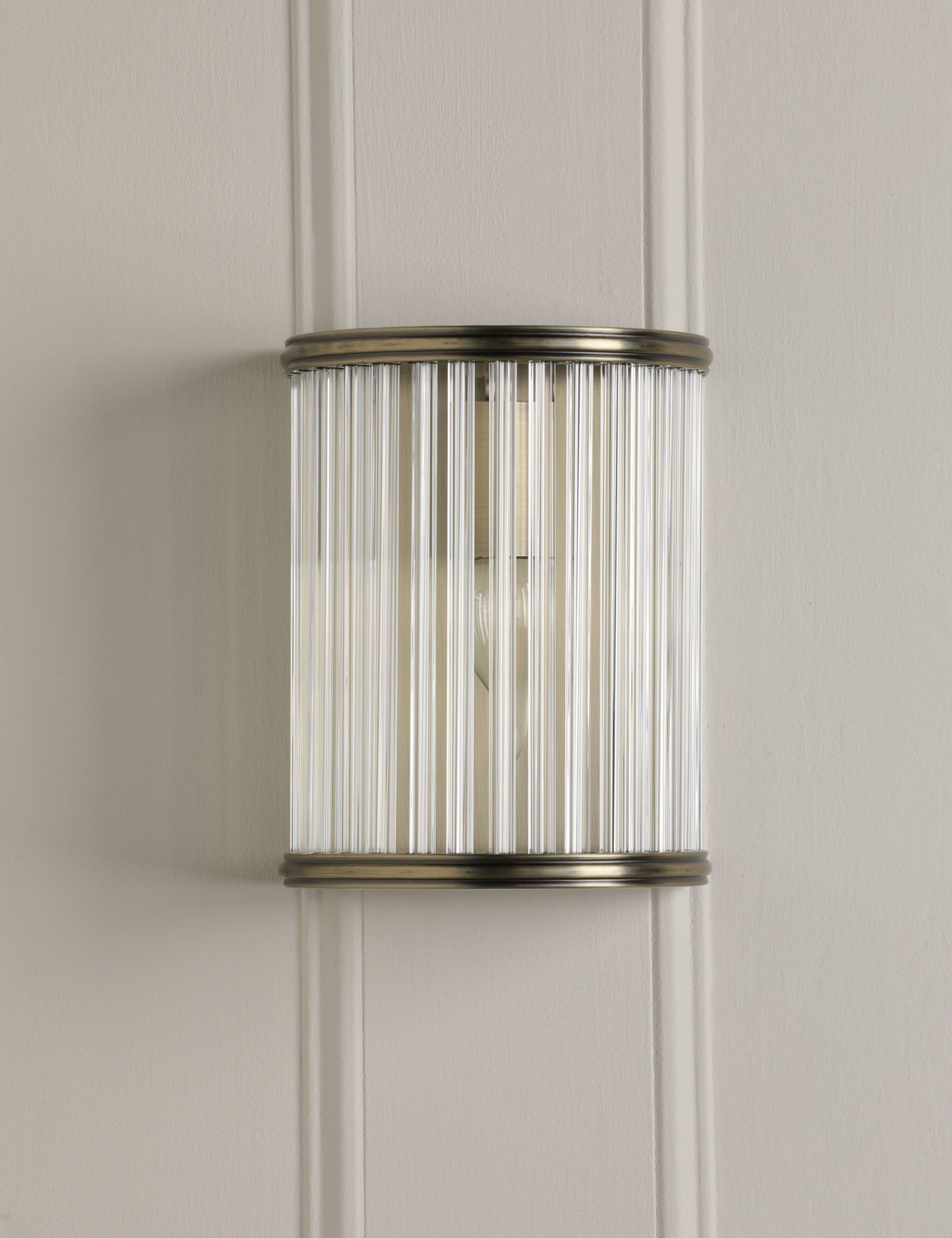 Sutton Metal & Ribbed Glass Wall Light 3 of 6