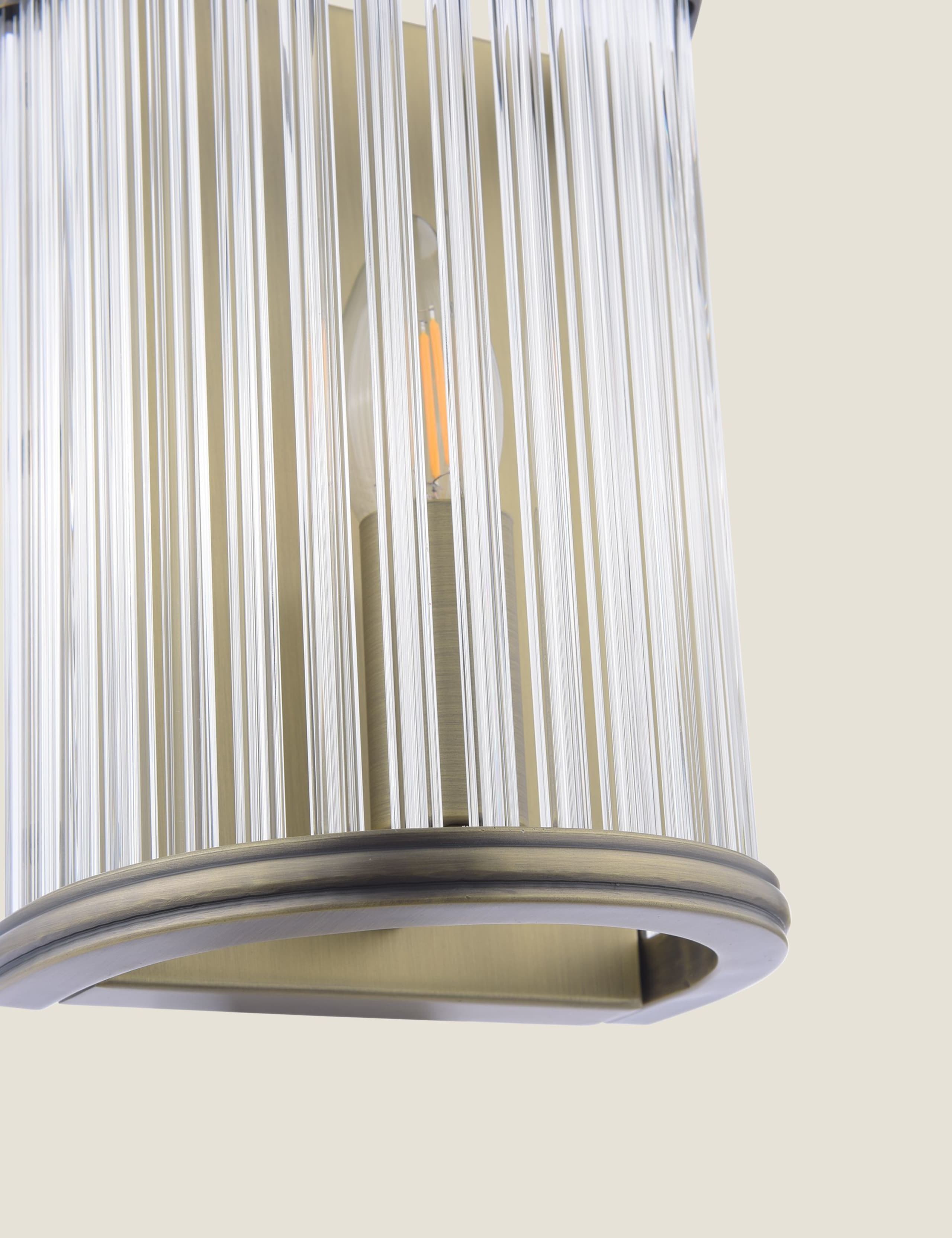 Sutton Metal & Ribbed Glass Wall Light 6 of 6